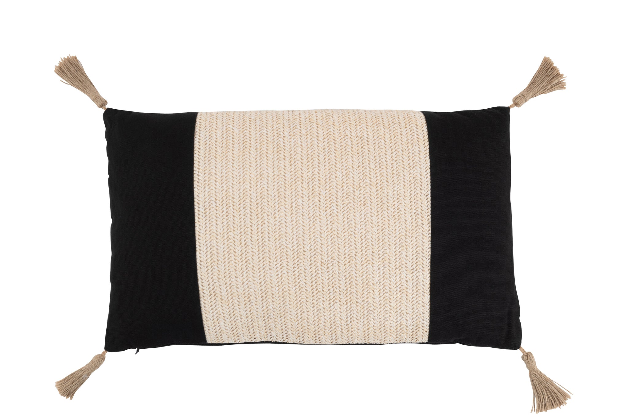 Kussen Geweven Polyester Zwart - J-LINE