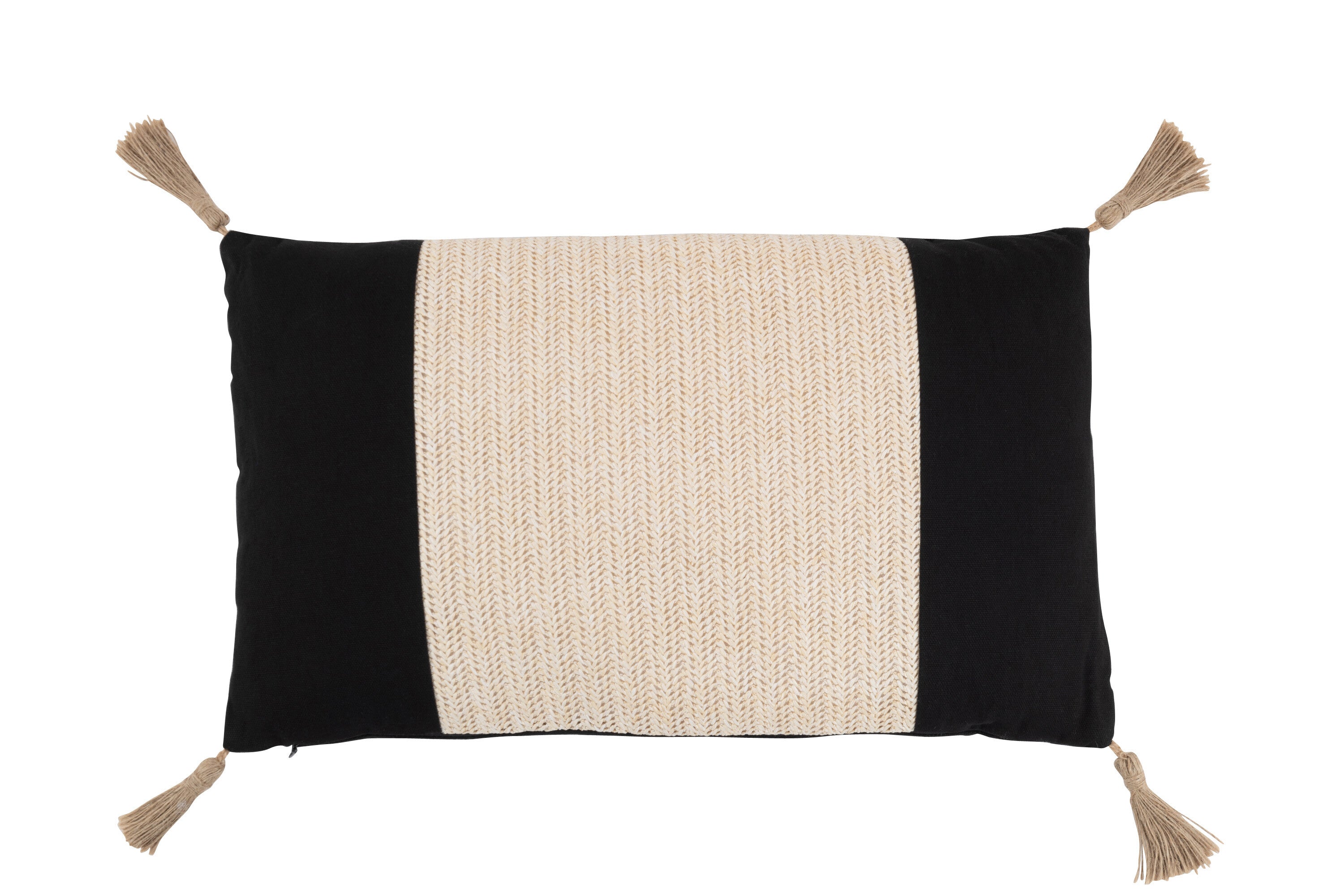 Kussen Geweven Polyester Zwart - J-LINE