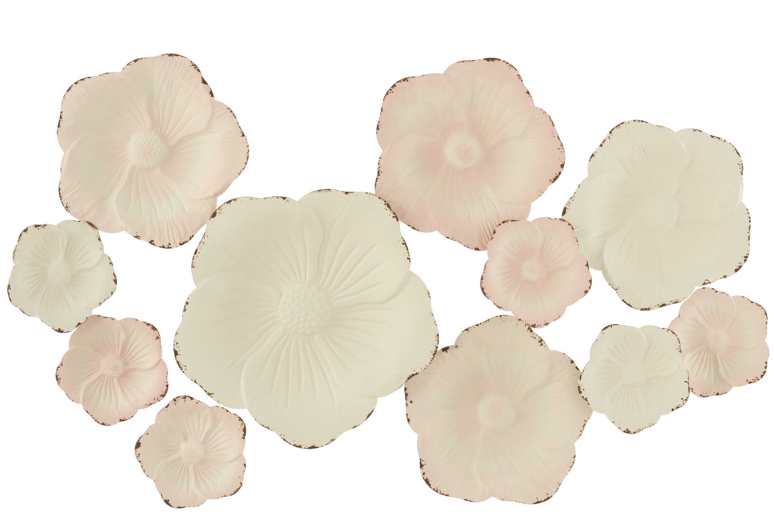 Wanddecoratie Bloemen Metaal Roze/Wit - J-LINE
