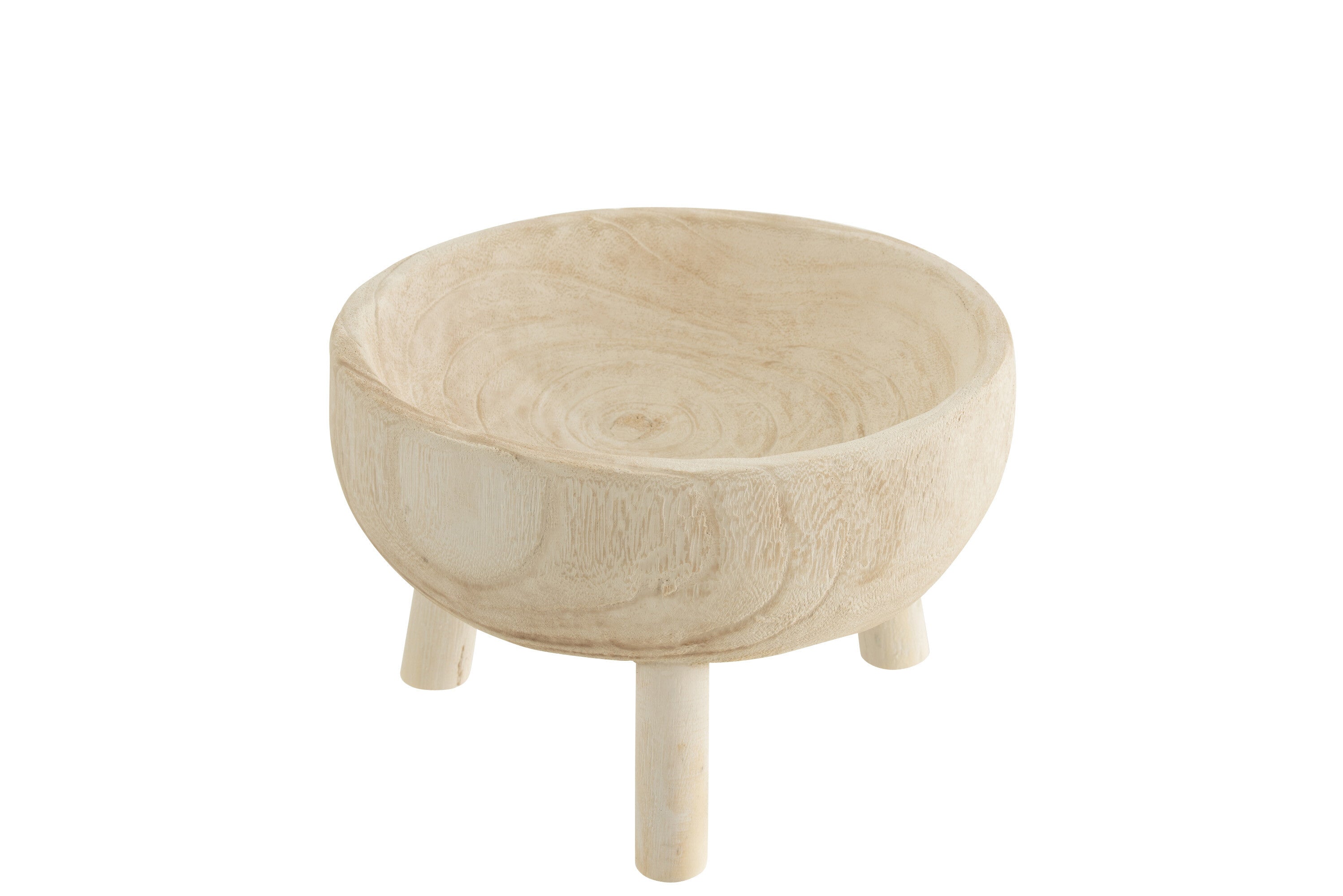 Schaal op driepoot Paulownia hout wit - J-LINE