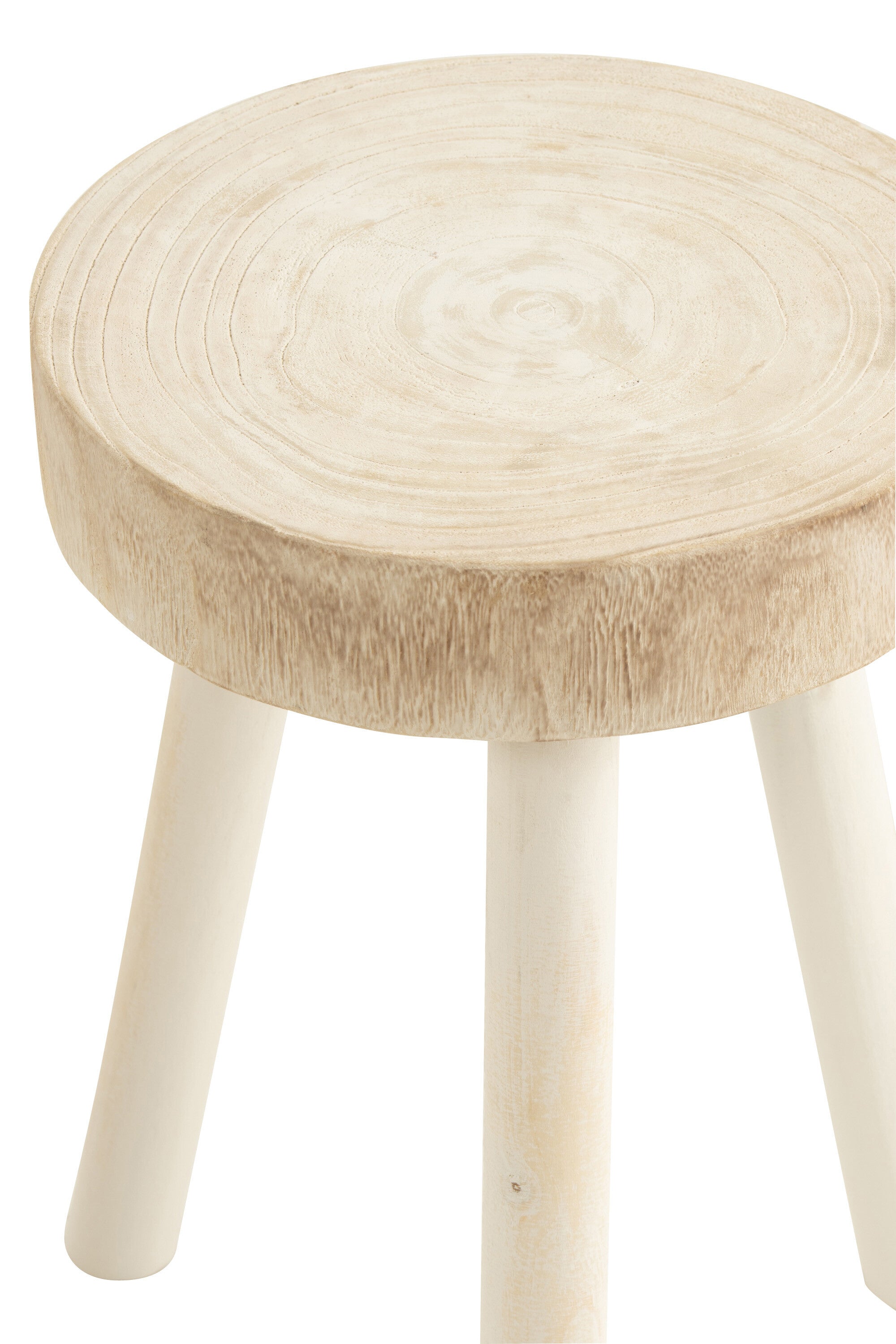 Set van 2 krukjes Paulownia hout wit - J-LINE