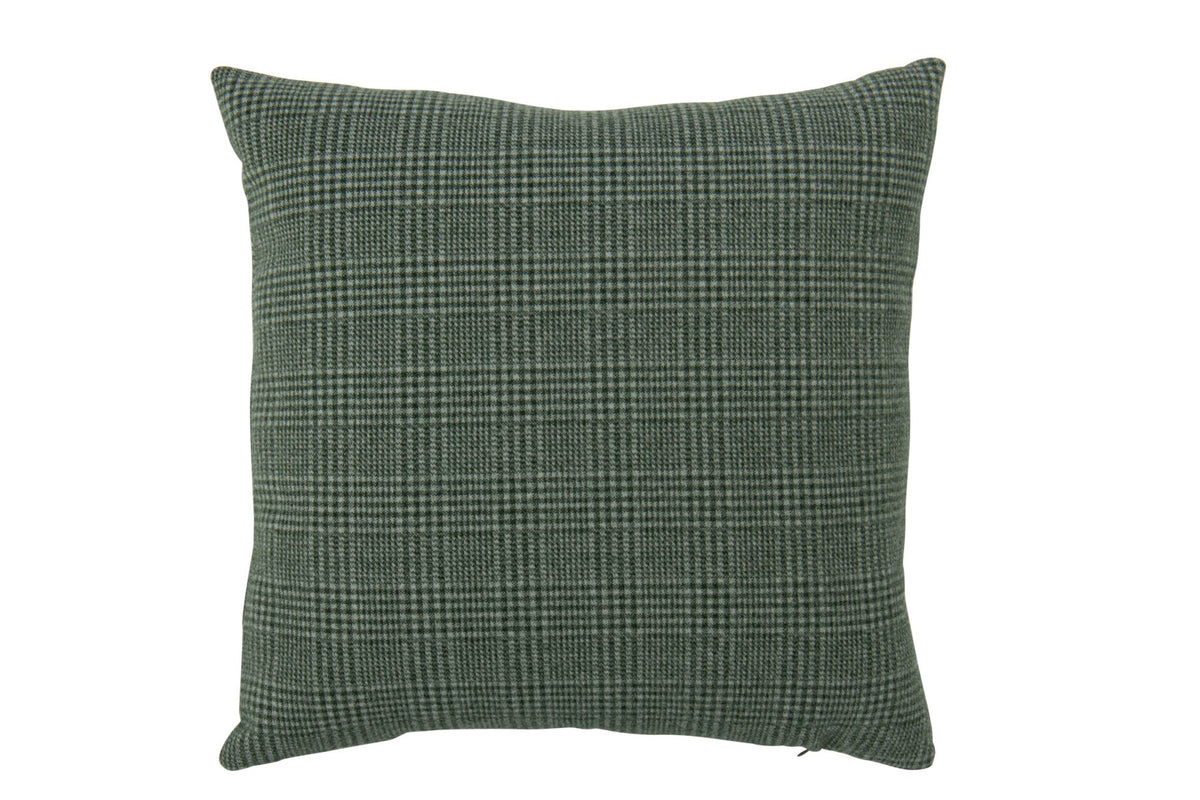 Kussen geruit polyester groen - J-Line
