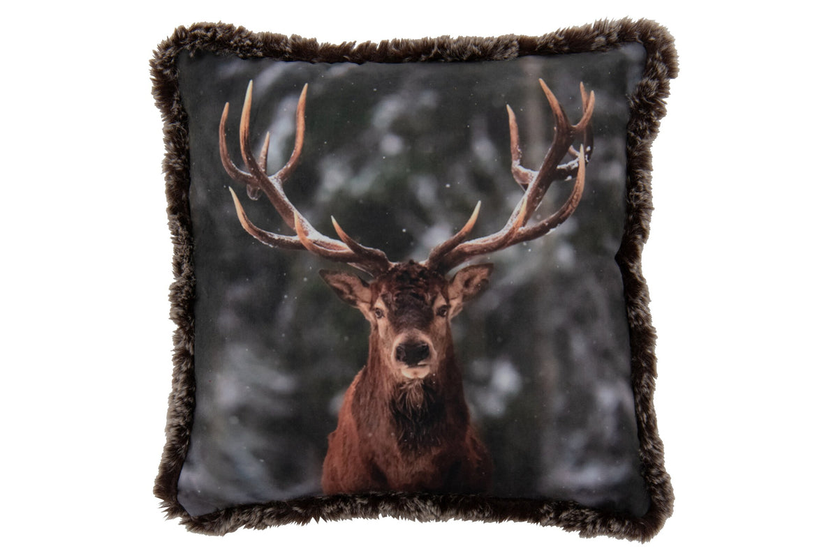 Kussen Rendier Polyester Bruin - J-Line