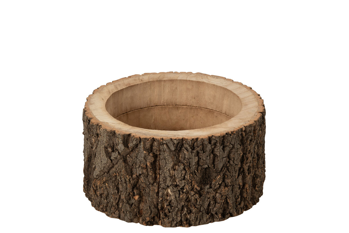 Bloempot boomstam van Paulowniahout, naturel, medium - J-Line