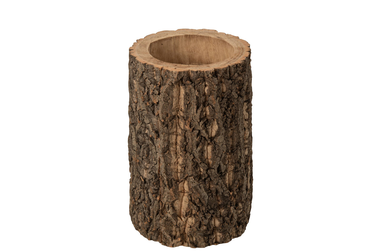 Grote bloempot in boomstam van paulowniahout, naturel - J-Line