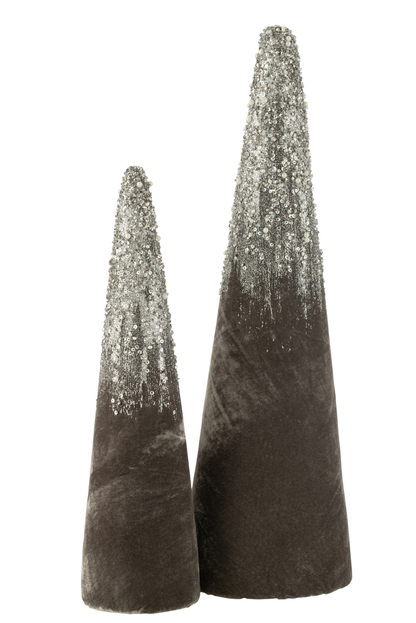 Kegel Fluweel Grijs Parels Goud L - J-Line