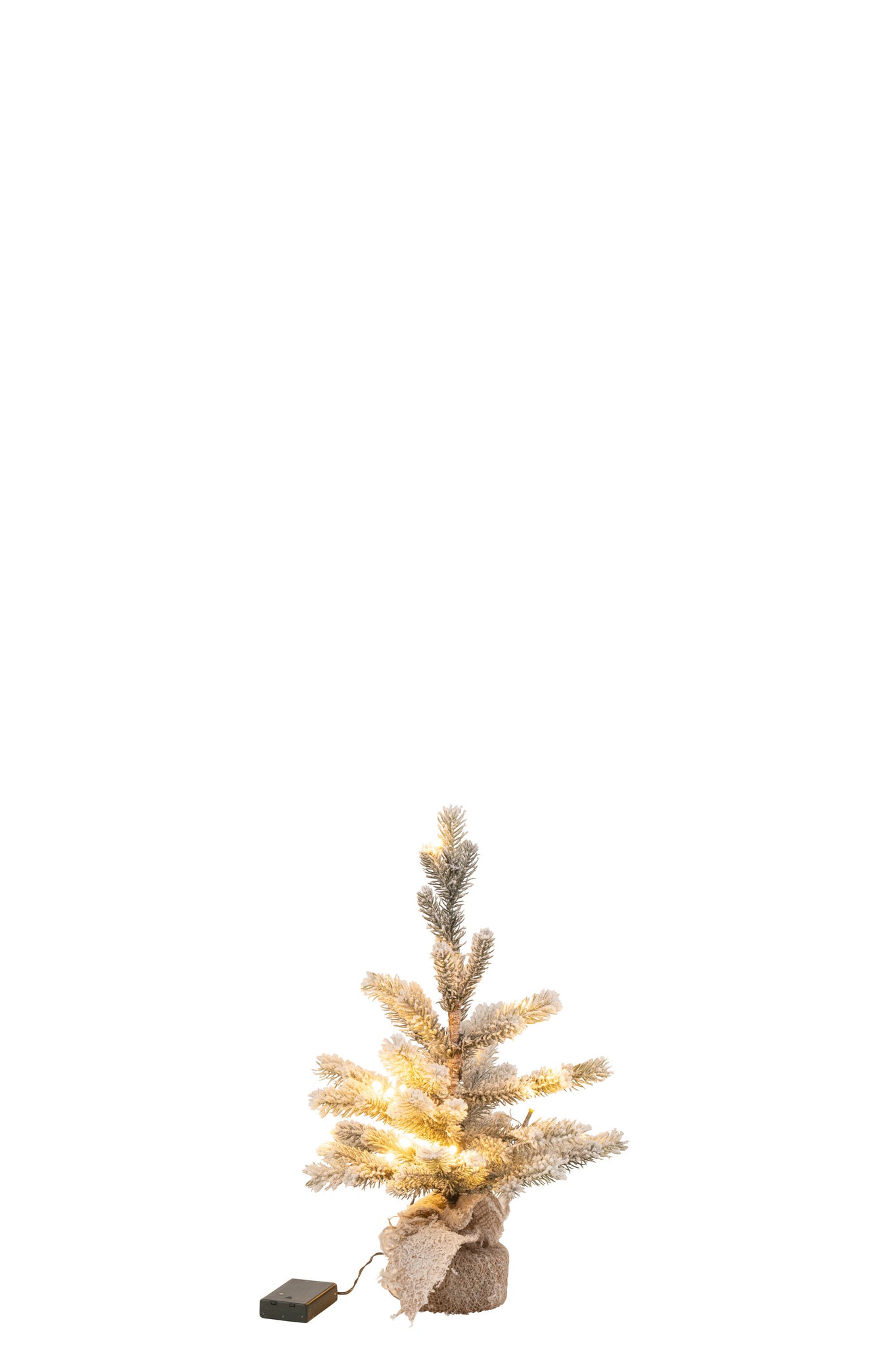 Kerstboom Sneeuw+Led+Batterij In Pot Jute Plastic Groen S - J-LINE