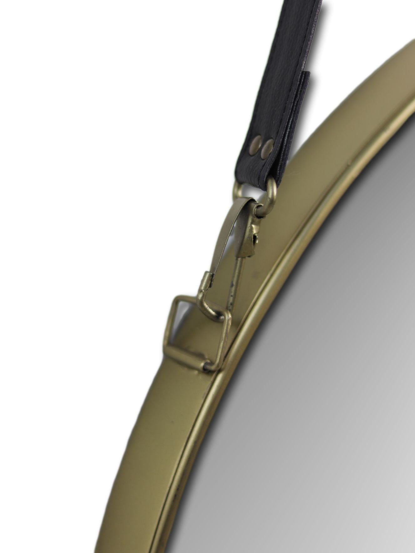 Round Mirror With Strap Metaal/Kunstleer - HSM