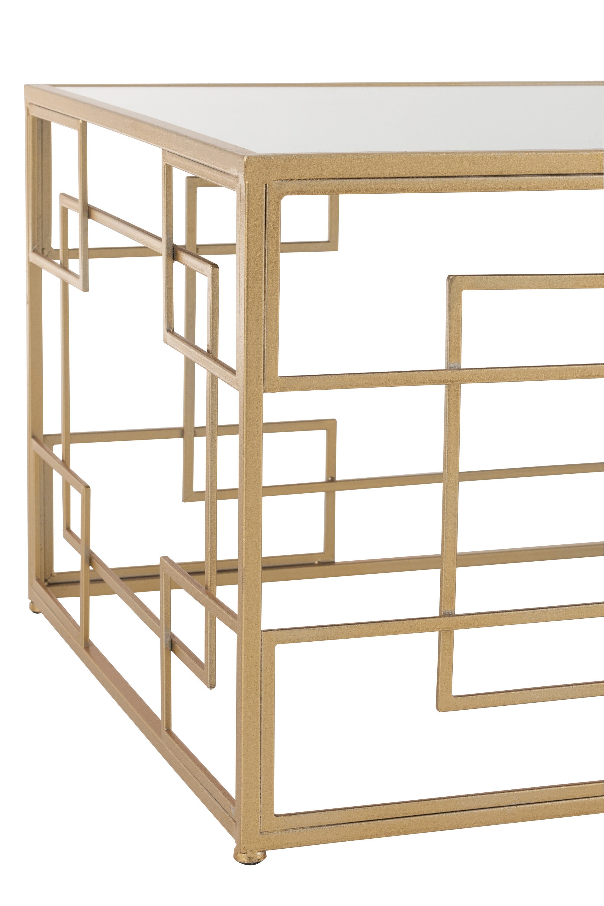 Salontafel metaal/glas gouden lijnen. - J-LINE