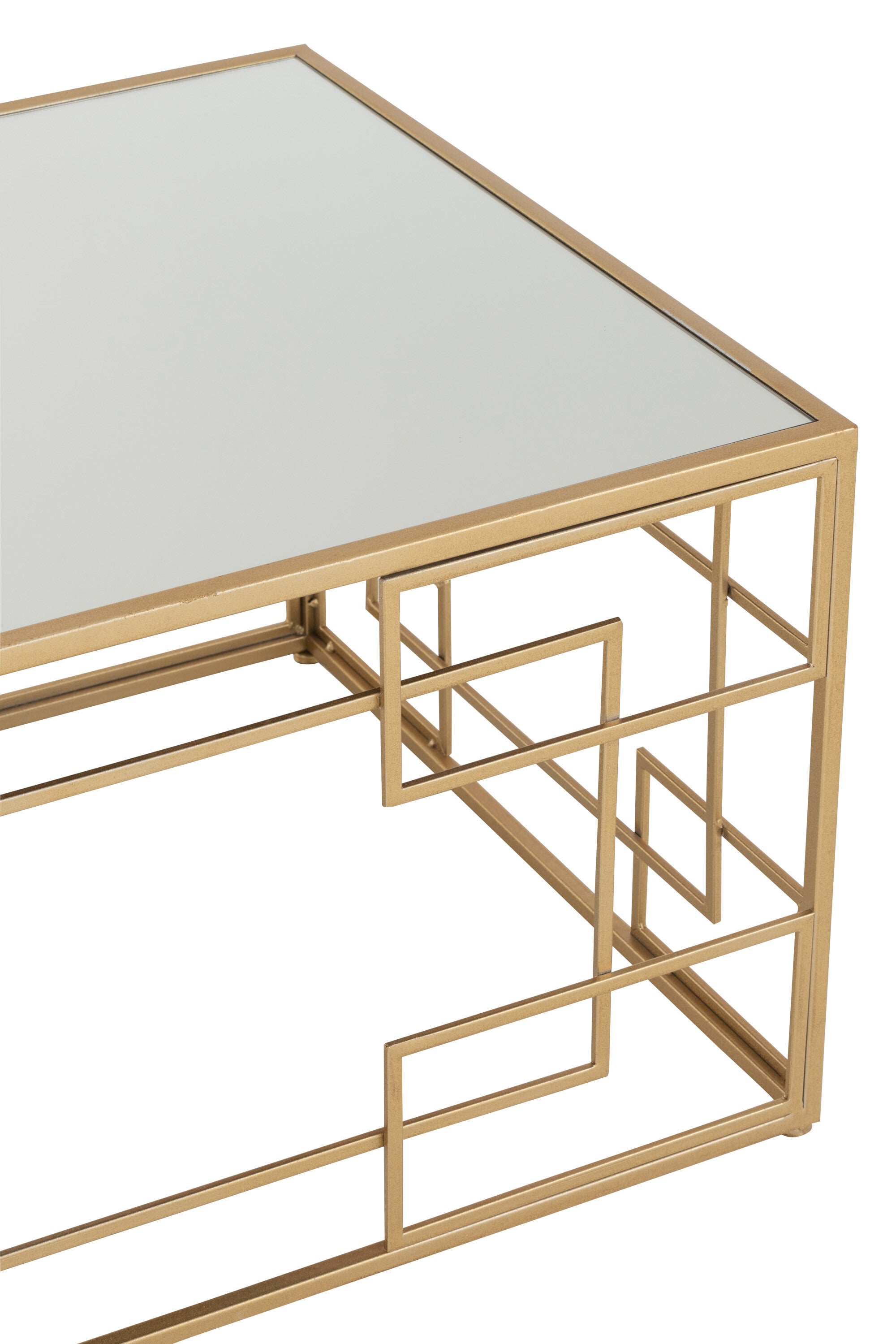 Salontafel metaal/glas gouden lijnen. - J-LINE