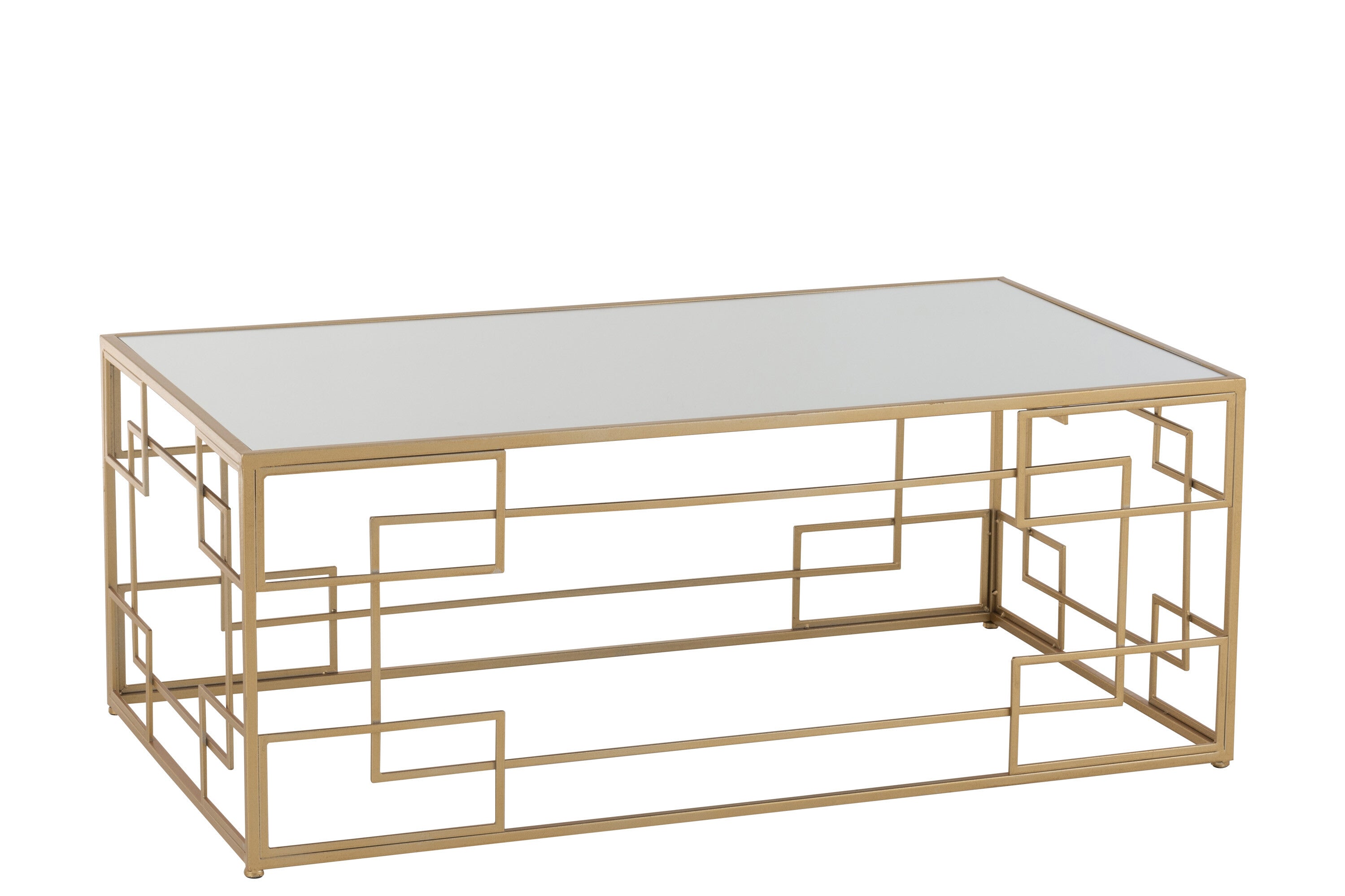 Salontafel metaal/glas gouden lijnen. - J-LINE