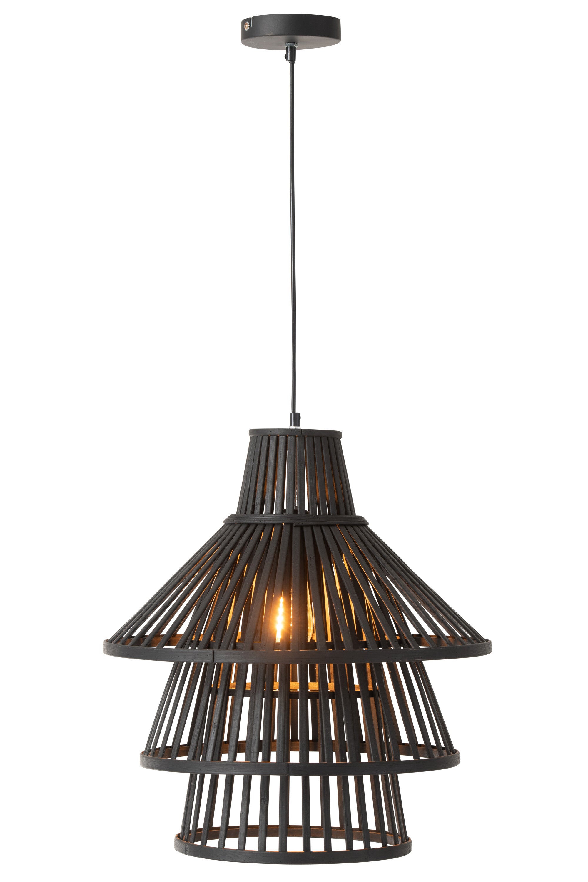 Hanglamp Lagen Bamboe Zwart L - J-LINE