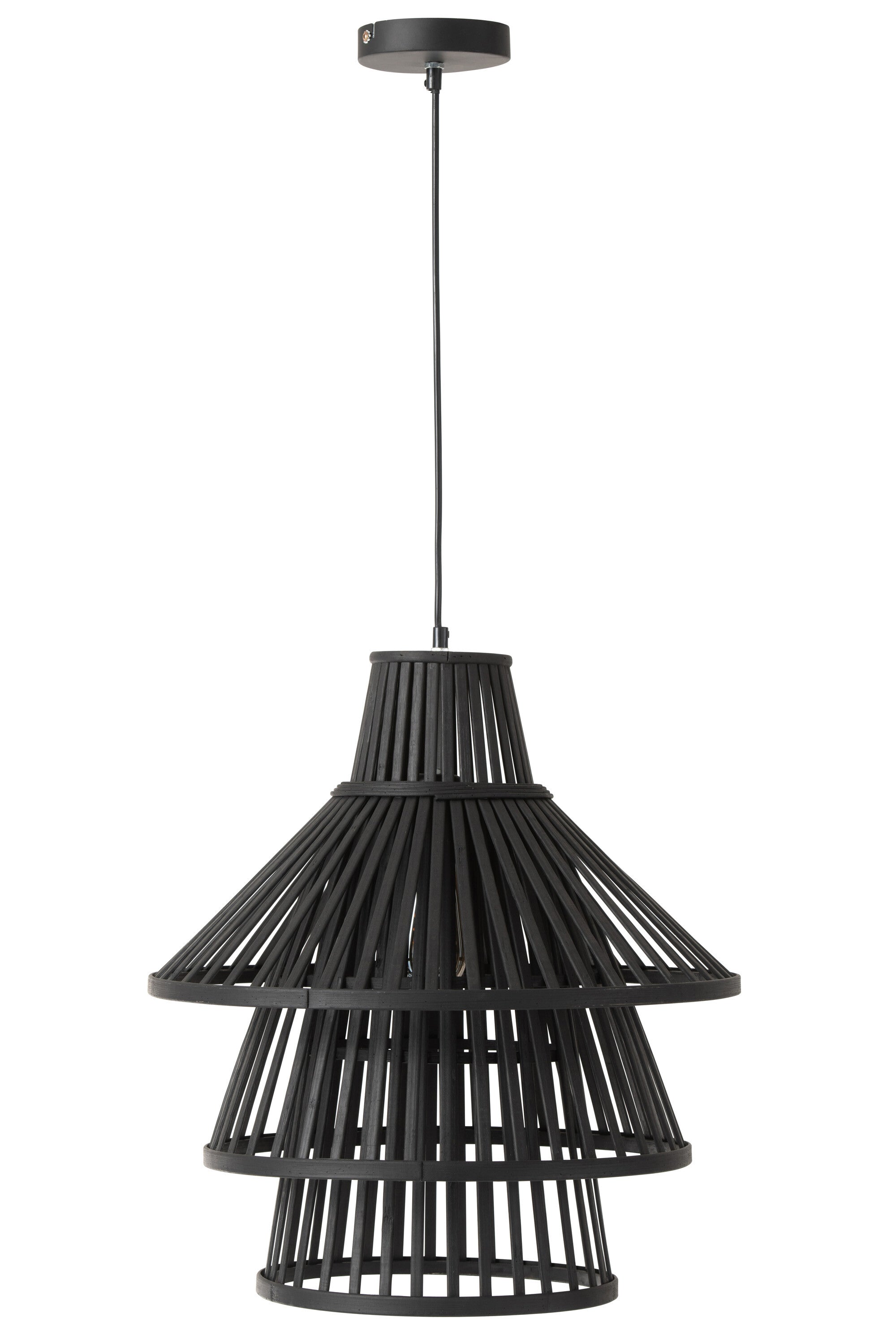 Hanglamp Lagen Bamboe Zwart L - J-LINE