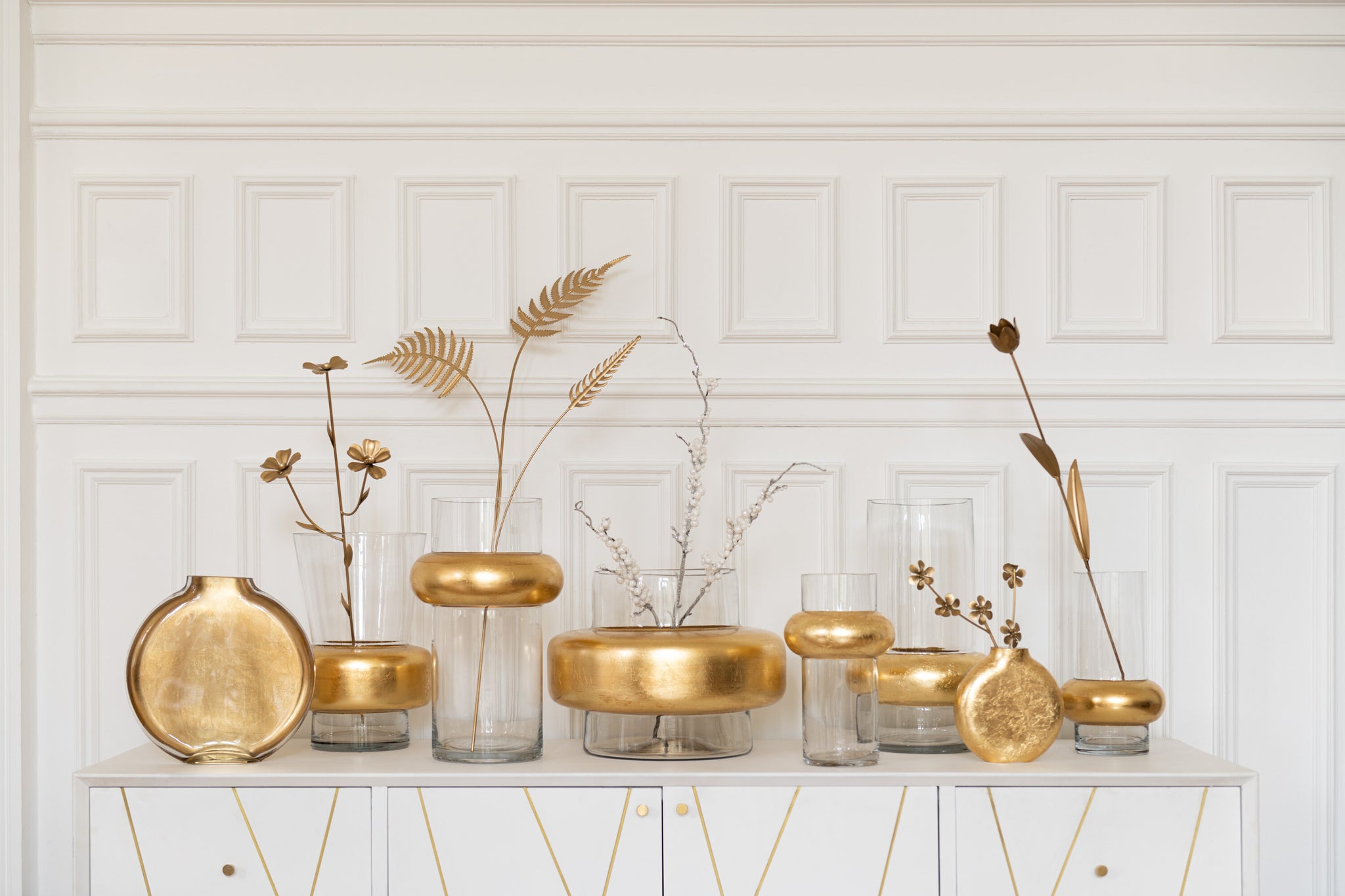 Vaas Miki Glas Transparant/Goud Groot - J-LINE