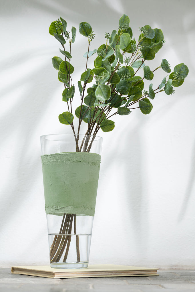 Vase Delph en verre transparent/vert S - J-LINE