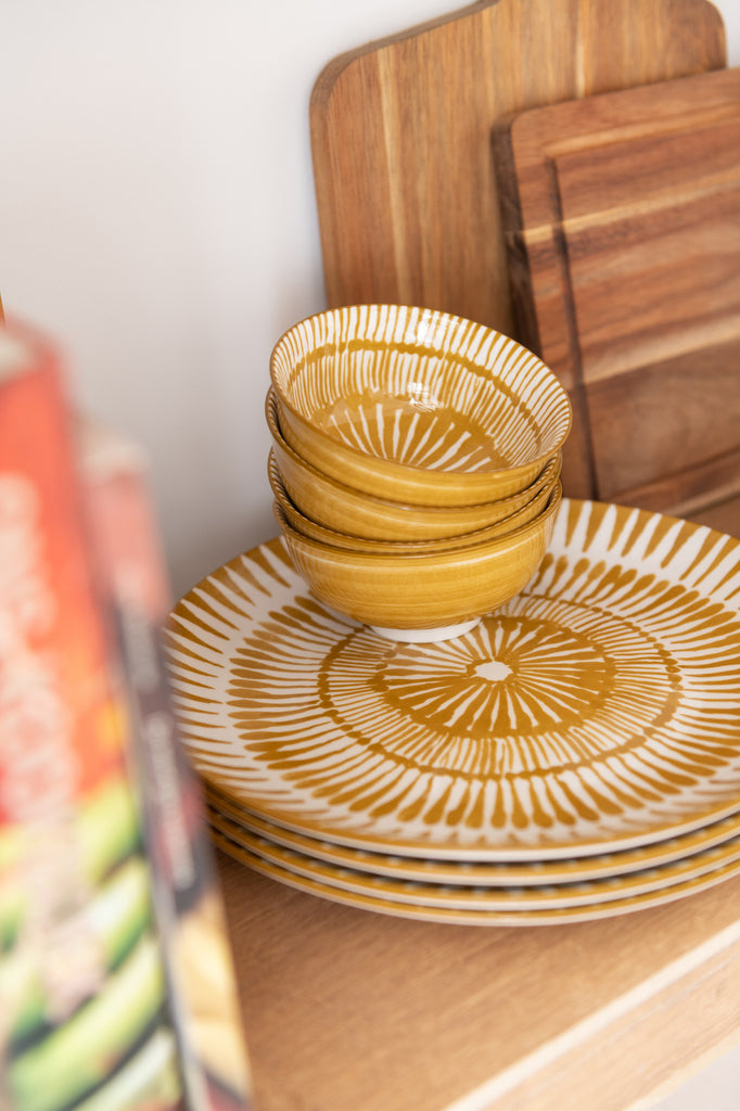 Assiette à confiture en porcelaine blanche/ocre - J-LINE