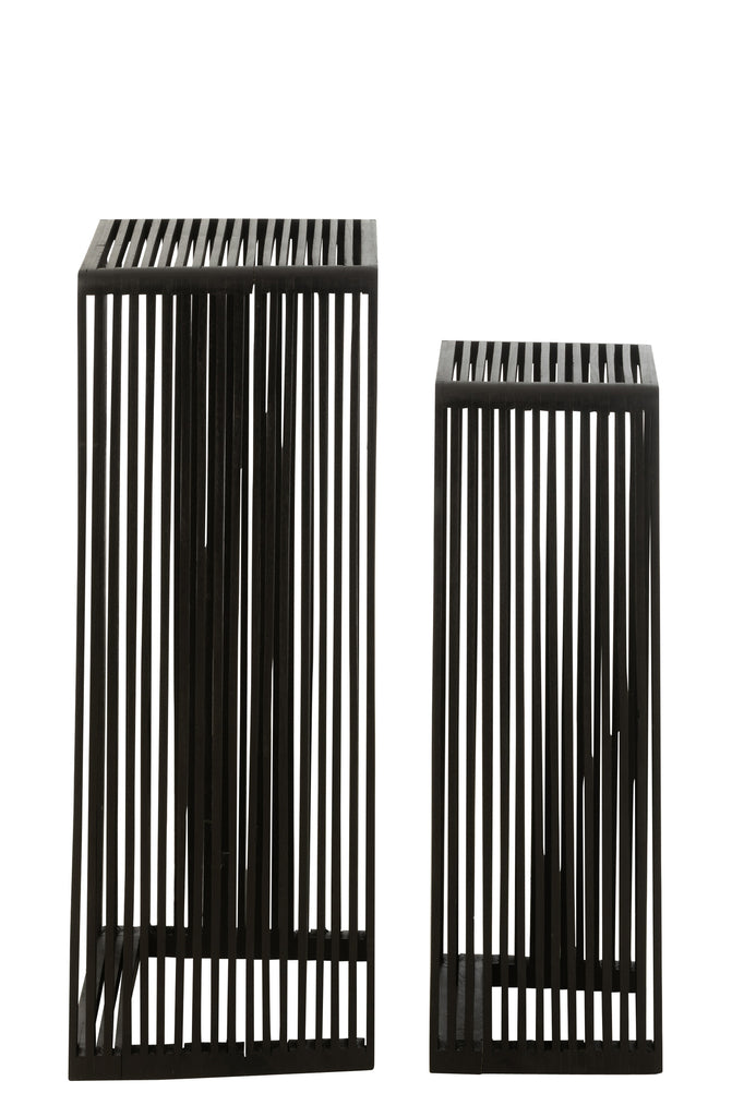 Plantenstand S/2 gerecycleerde teak zwart - J-LINE