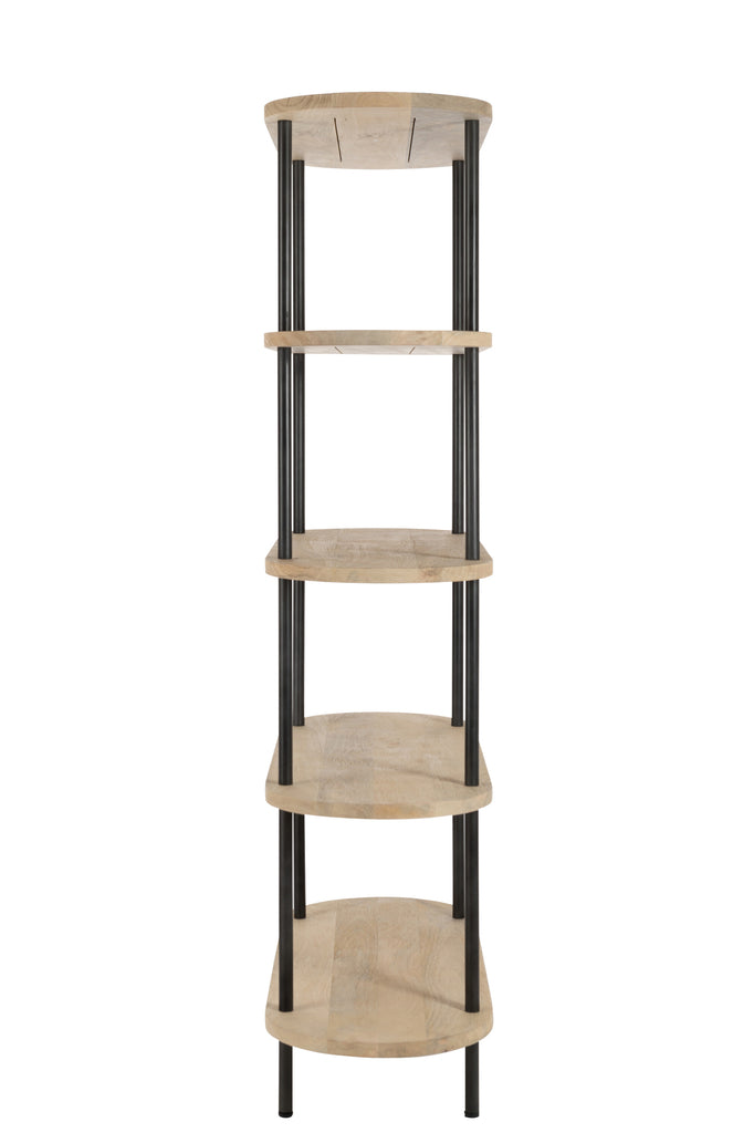 Boekenrek Eli 5 planken Mangohout/IJzer - J-LINE