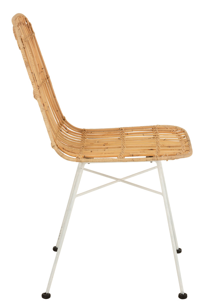 Stoel Ema Rotan/Metaal Natuurlijk/Wit - J-LINE
