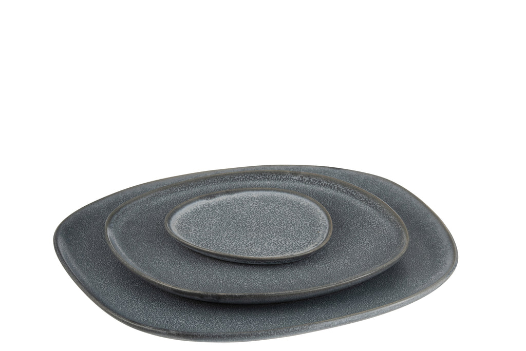Assiette Louise Keramek Grise Grande - J-LINE