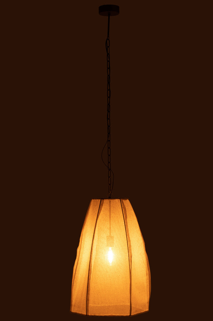 Hanglamp Peer Linnen/IJzer Wit L - J-LINE