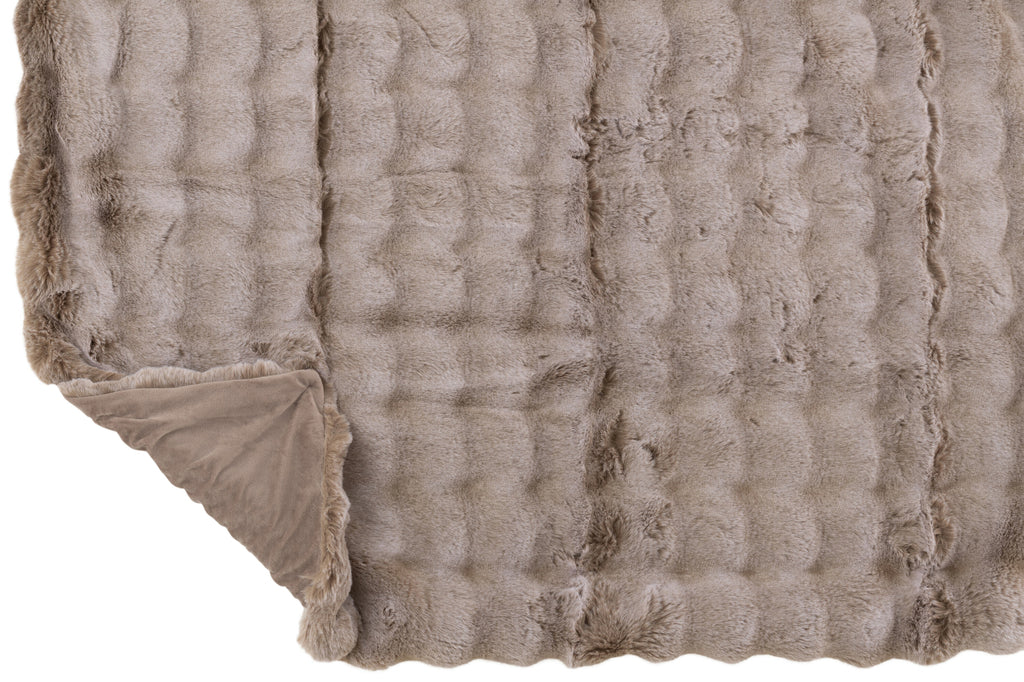 Geruite plaid polyester taupe - J-LINE