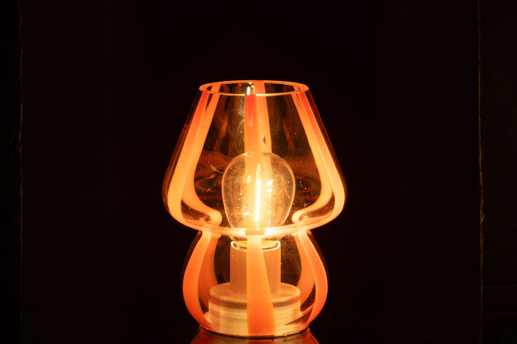 Lampe de table Rayures Verre Transparent/Orange S - J-LINE