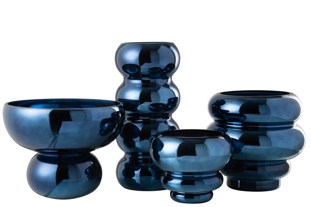 Vaas voet glas blauw - J-LINE