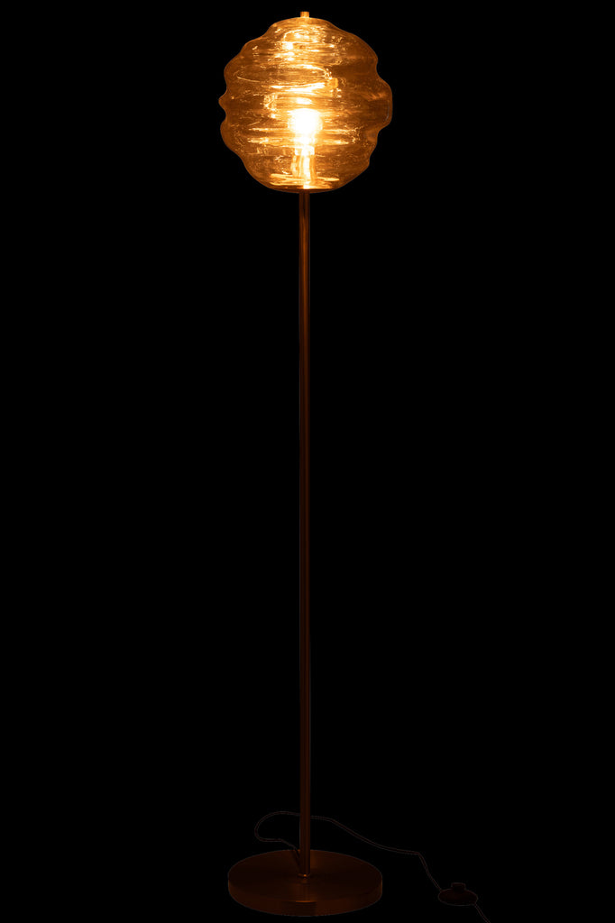 Lampadaire en verre nid d'abeille Cognac - J-LINE