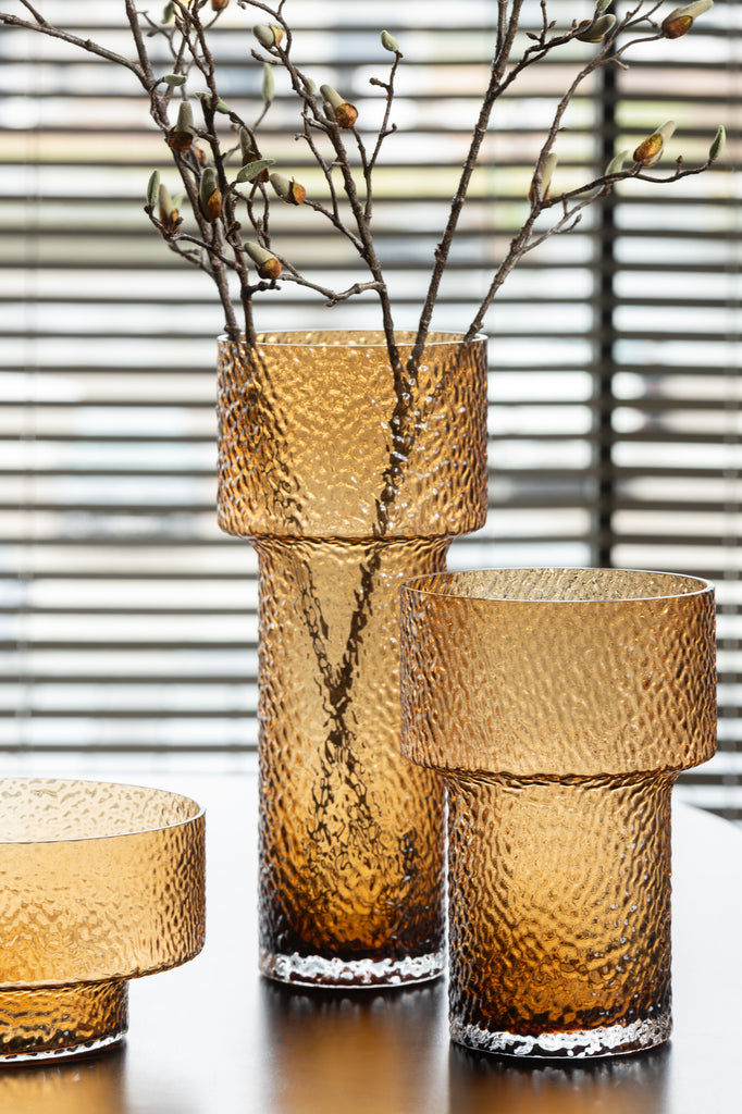 Vase Bas Betty Verre Marron S - J-LINE