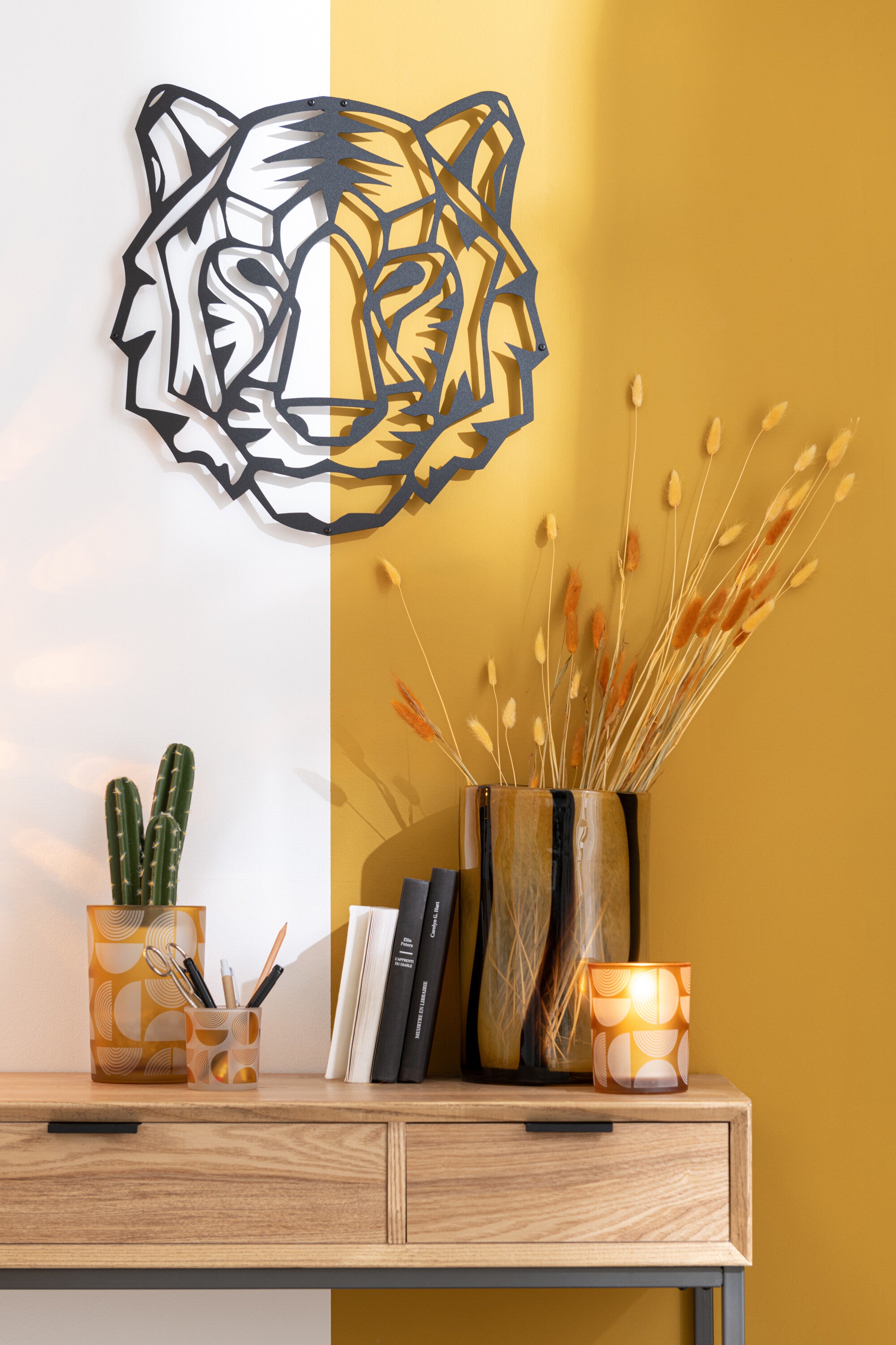 Wanddecoratie Tijger Metaal Zwart - J-LINE