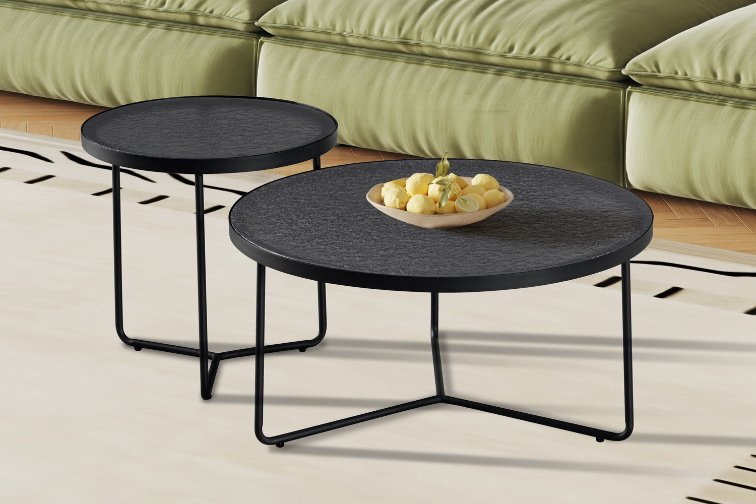 Salontafel 'Melia' Rond Grijs Glas - RS