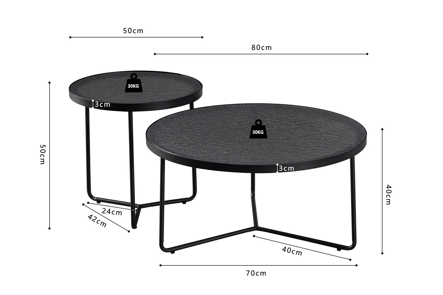 Salontafel 'Melia' Rond Grijs Glas - RS