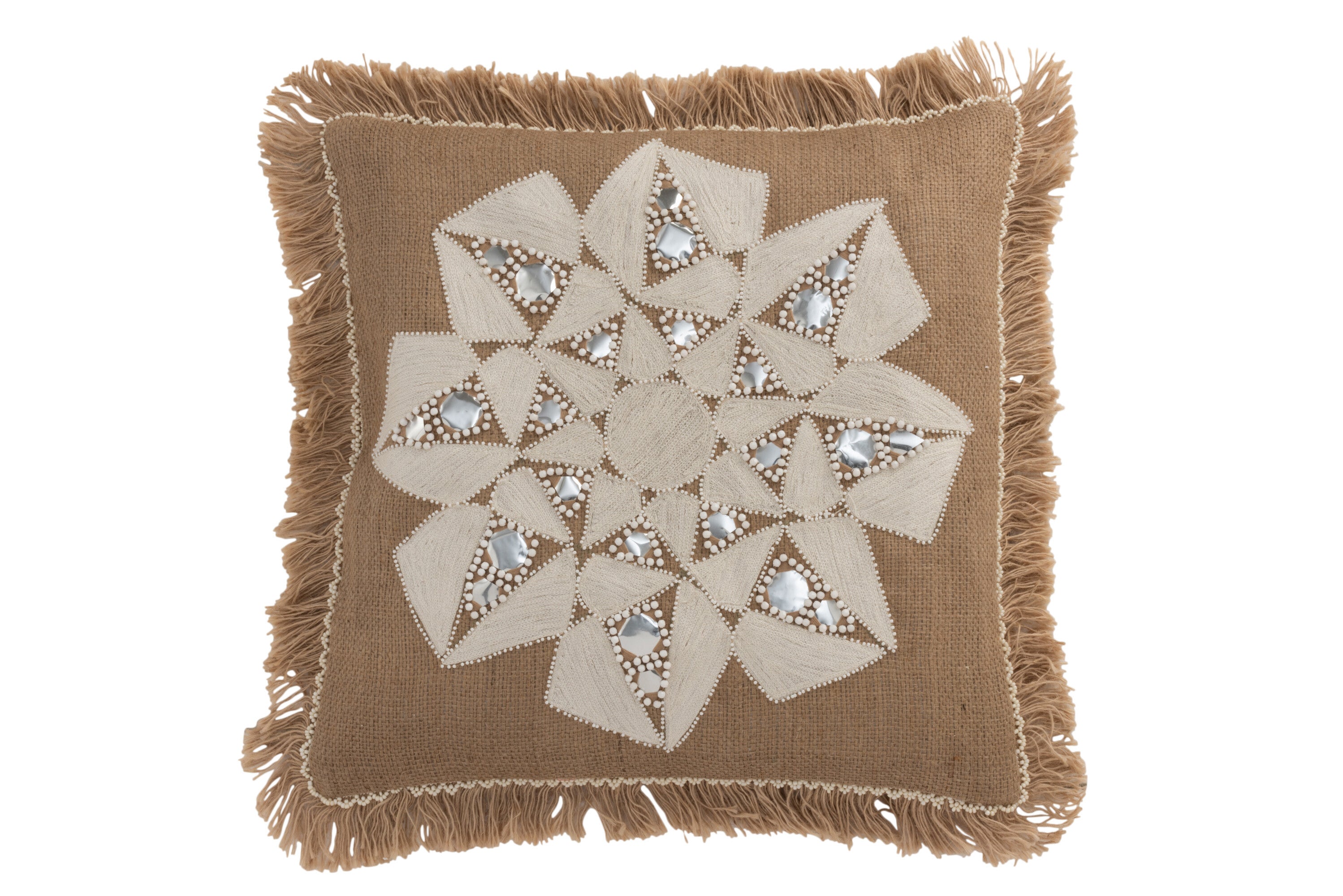 Kussen bloem Abstract Jute - J-LINE