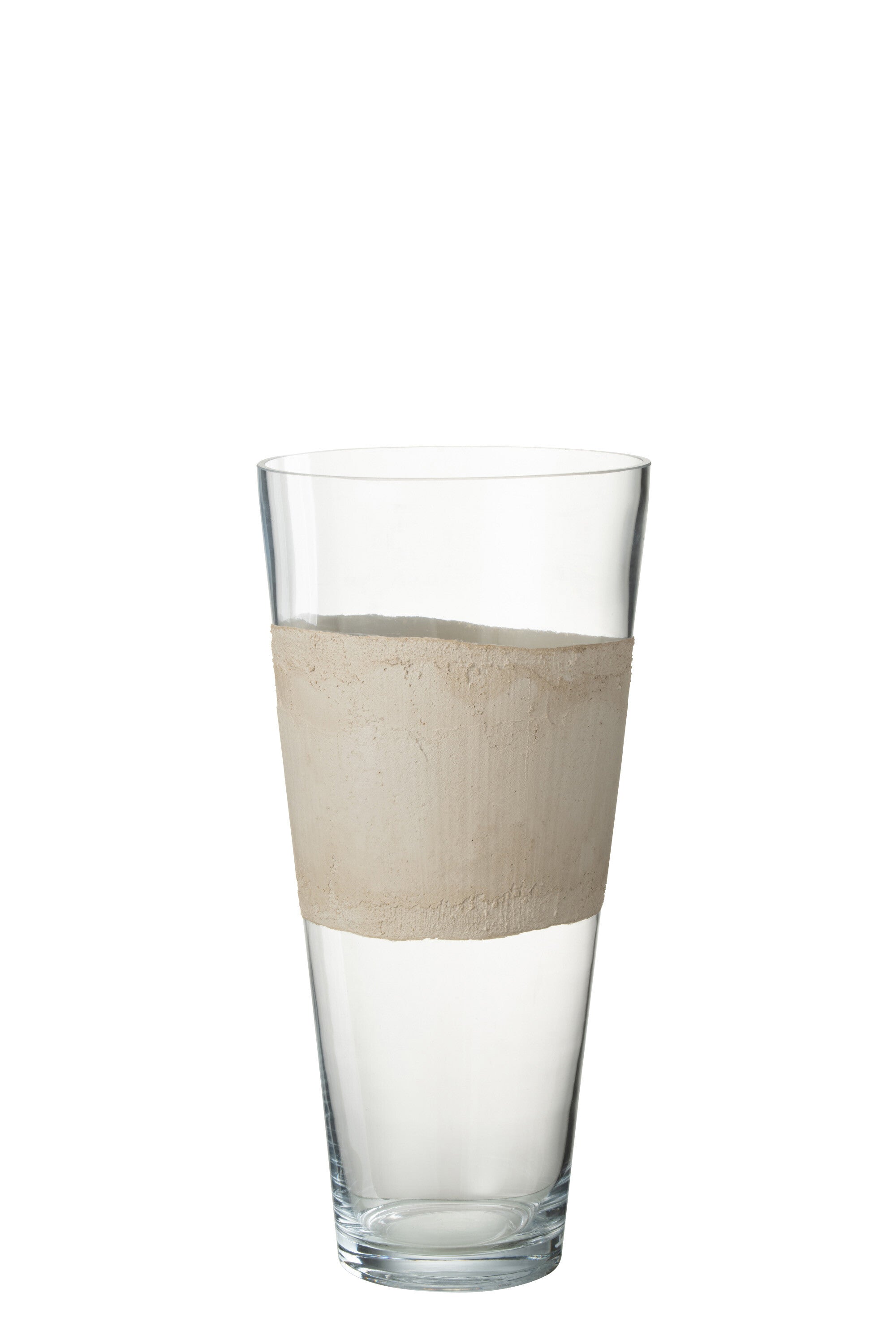 Vase Delph en verre transparent/beige M - J-LINE