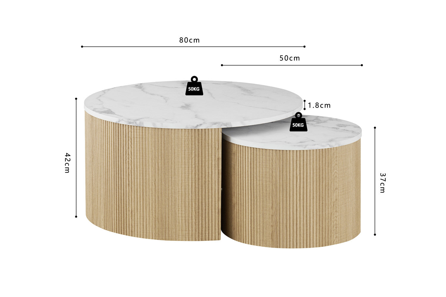 Salontafel 'Rowan' rond, marmerdecor beige - RS