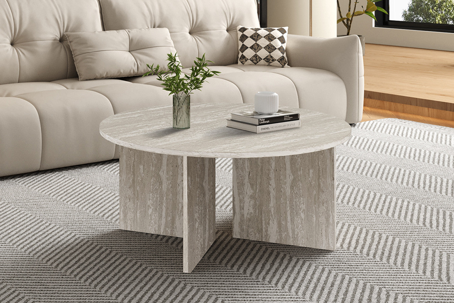 Salontafel 'Drasir' Rond Decor Travertin Grijs - RS