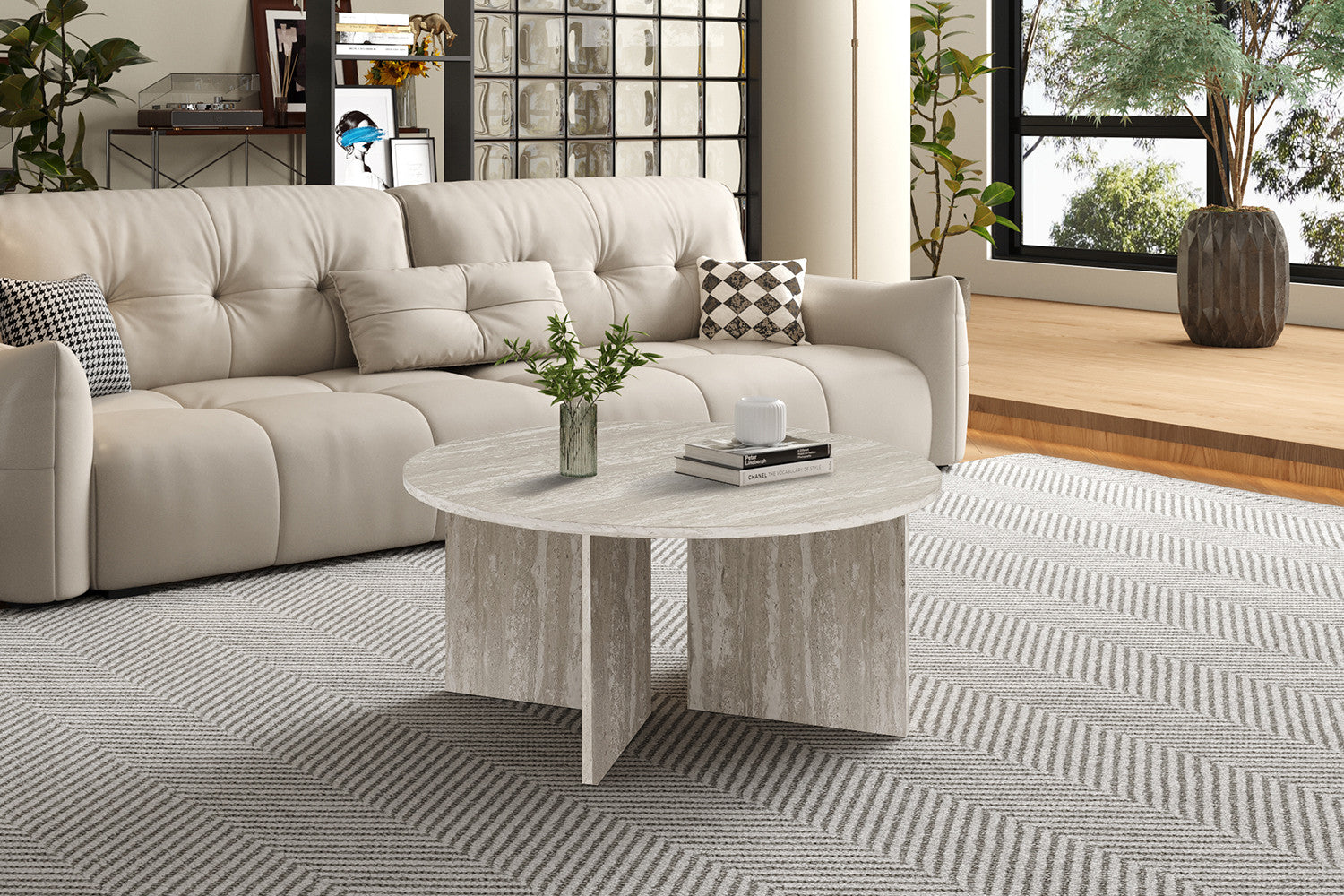 Salontafel 'Drasir' Rond Decor Travertin Grijs - RS