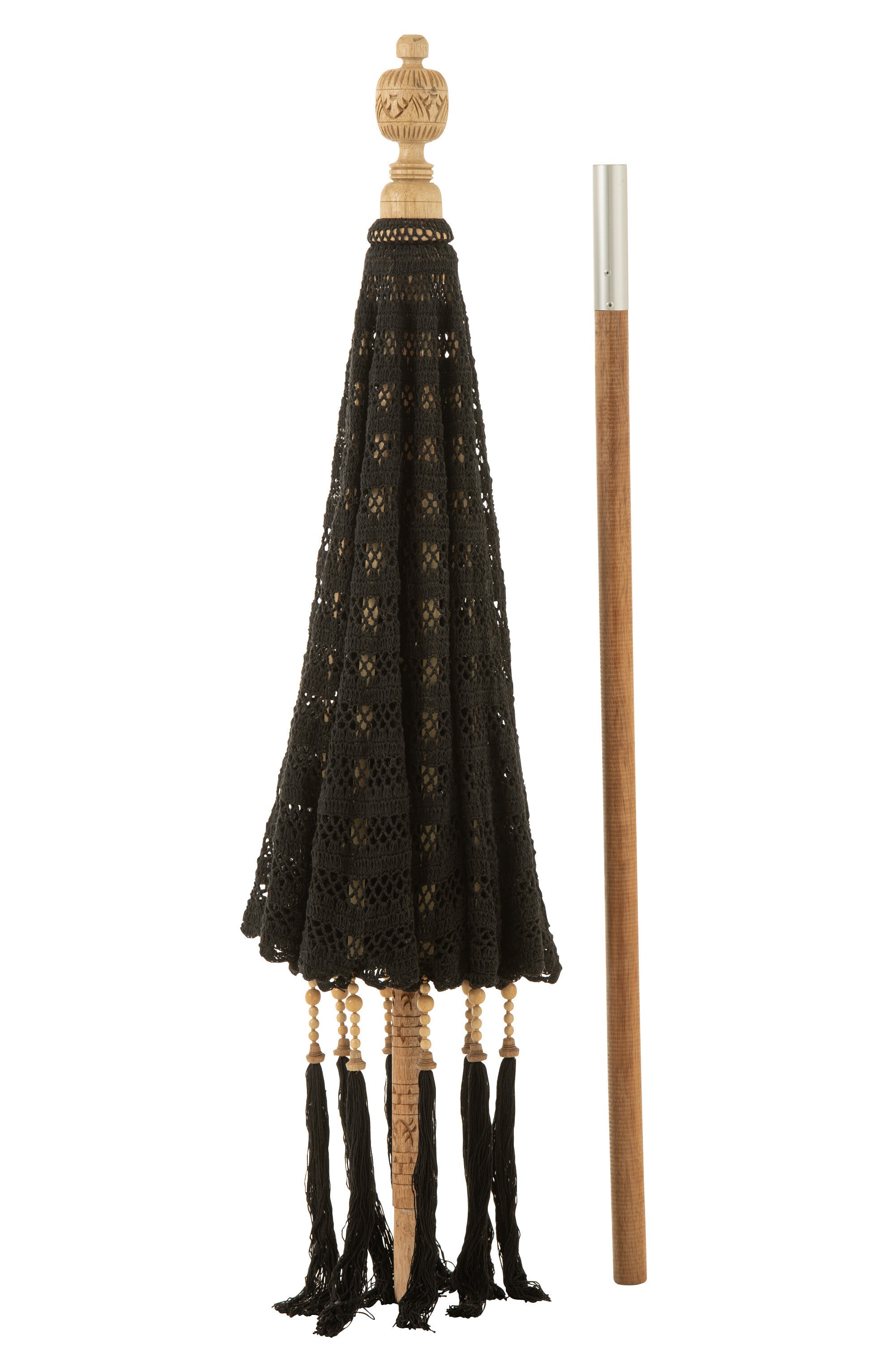 Parasol met kwastjes zwart L - J-LINE