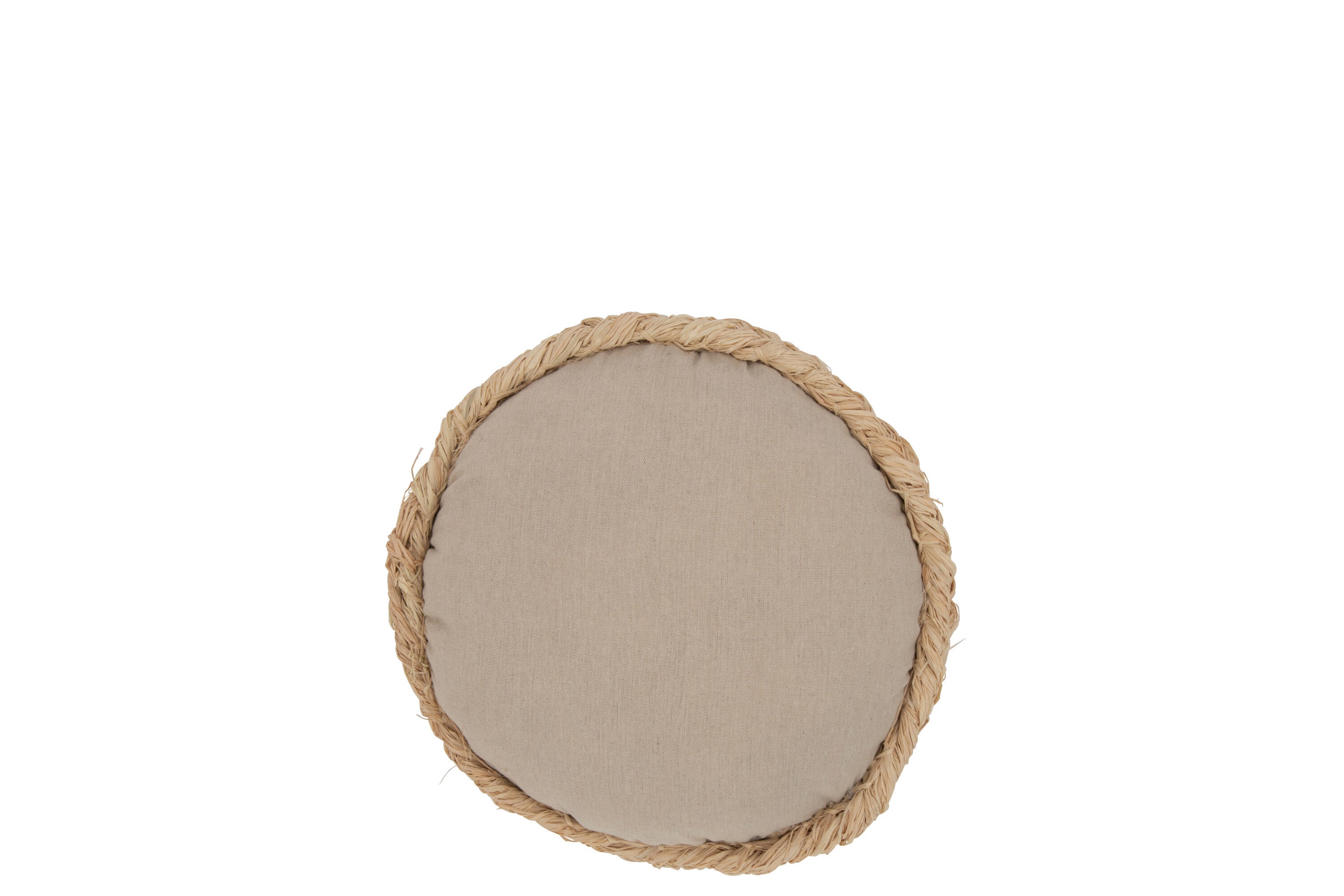 Kussen Rond Riet/Textiel Natuurlijk - J-LINE