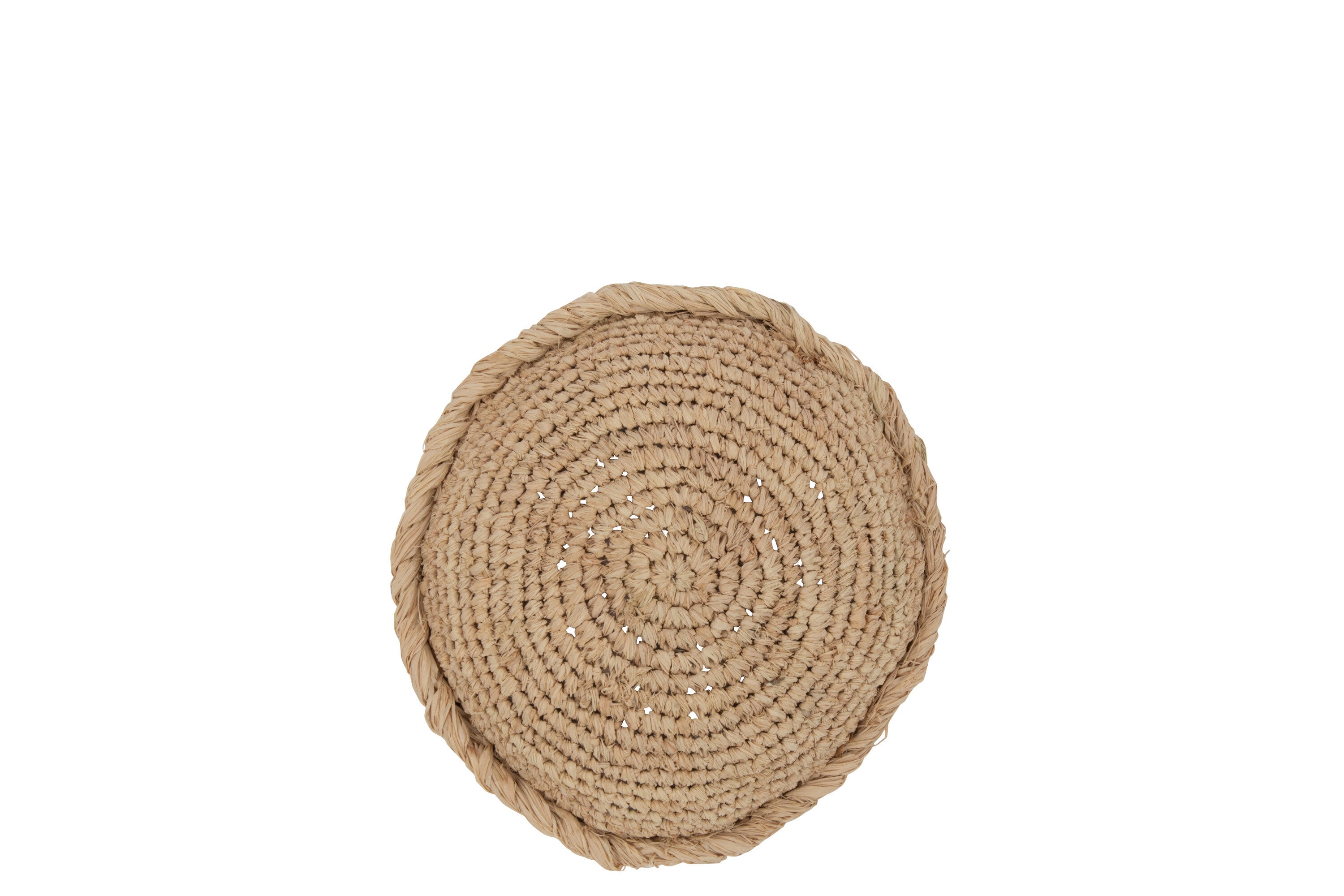 Kussen Rond Riet/Textiel Natuurlijk - J-LINE