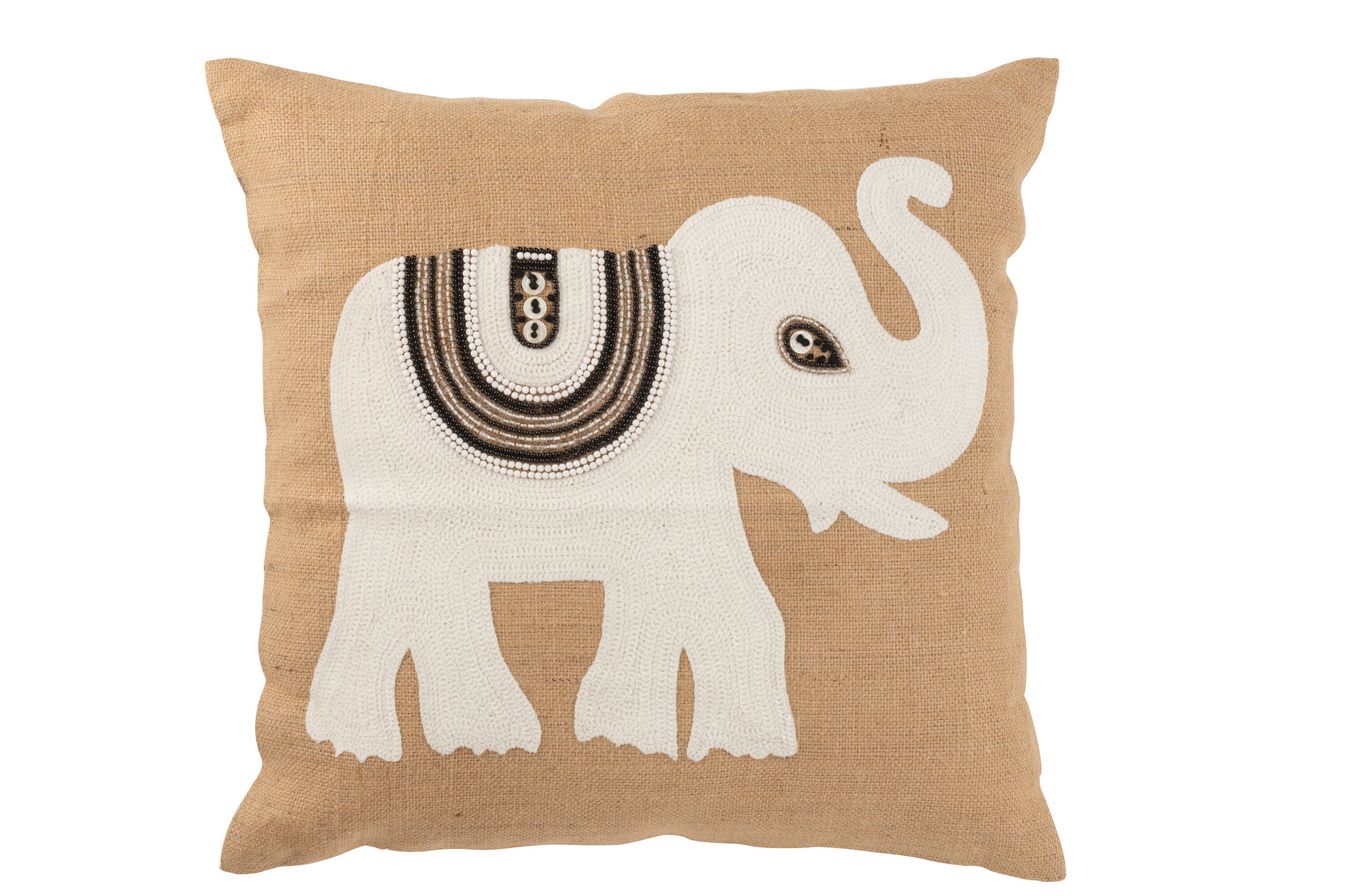Kussen Olifant Textiel Naturel/Wit L - J-LINE
