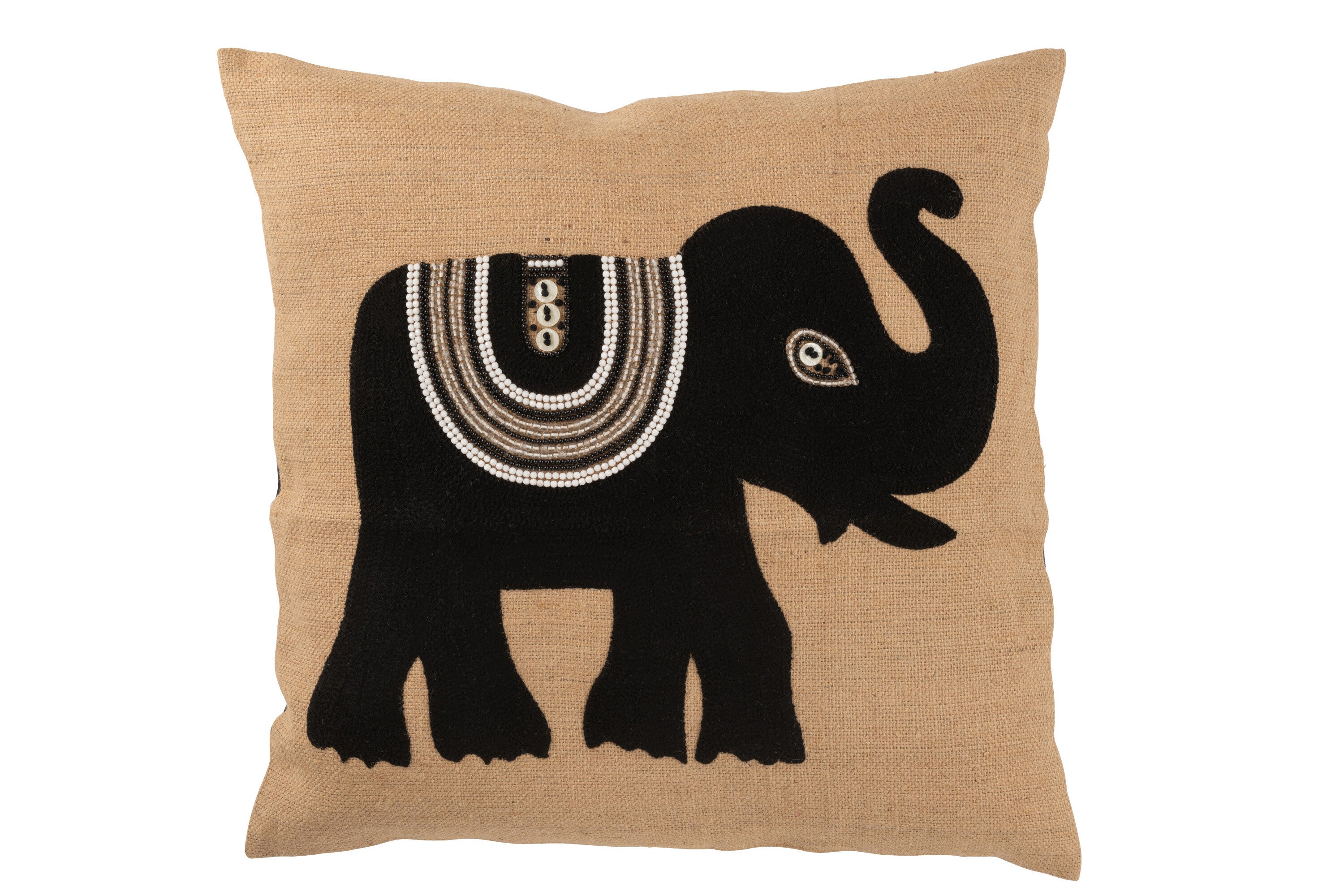 Kussen Olifant Textiel Naturel/Zwart L - J-LINE