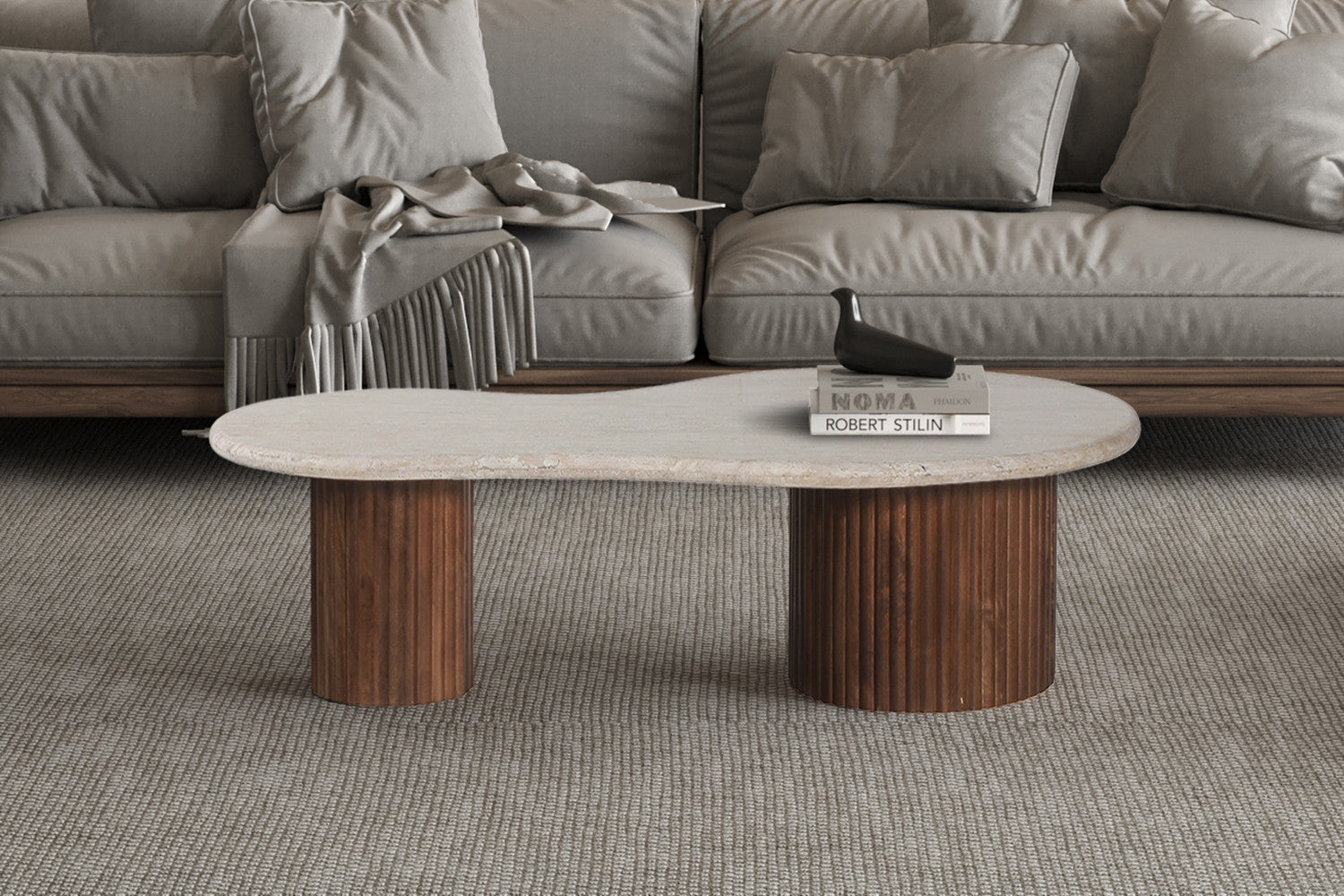 Salontafel 'Marlon' 120 cm mangohout met travertin beige - RS