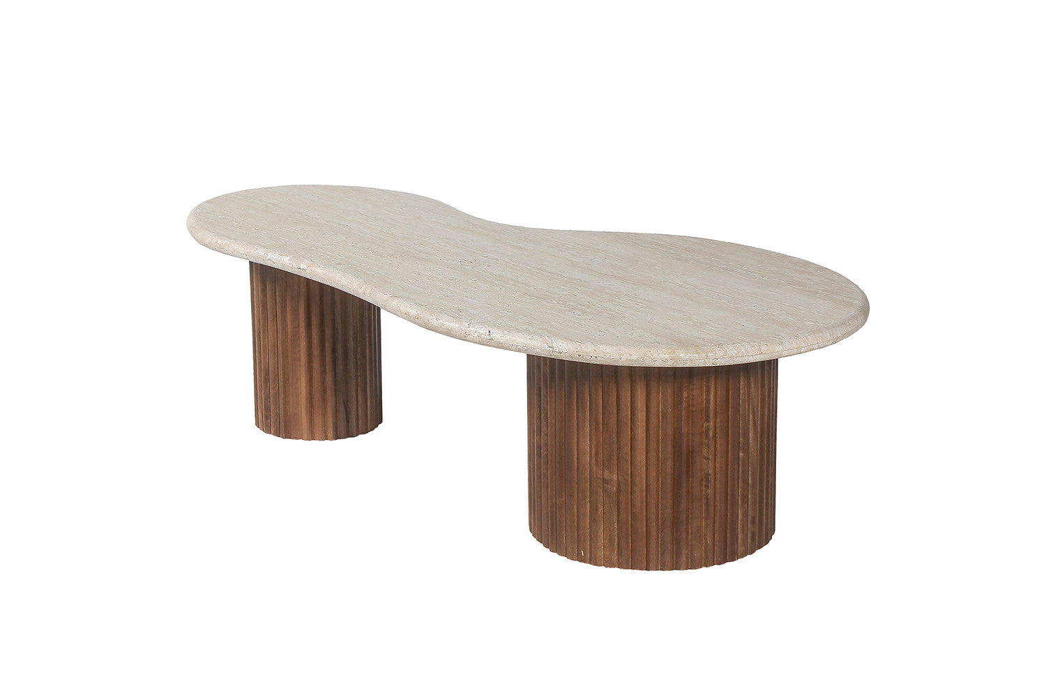 Table basse « Marlon », 120 cm, bois de manguier et travertin beige - RS