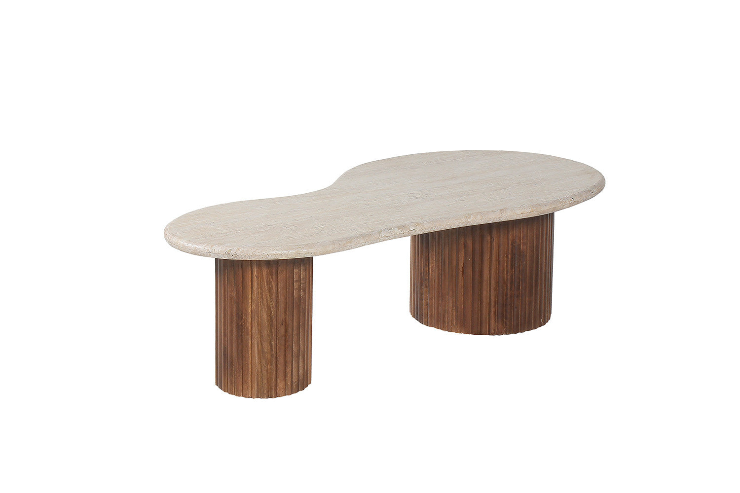 Table basse « Marlon », 120 cm, bois de manguier et travertin beige - RS