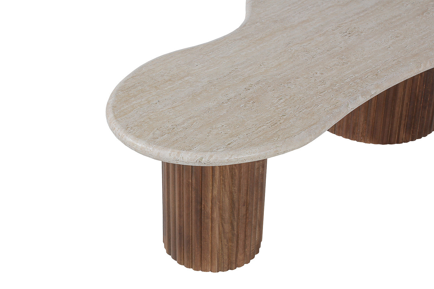 Table basse « Marlon », 120 cm, bois de manguier et travertin beige - RS