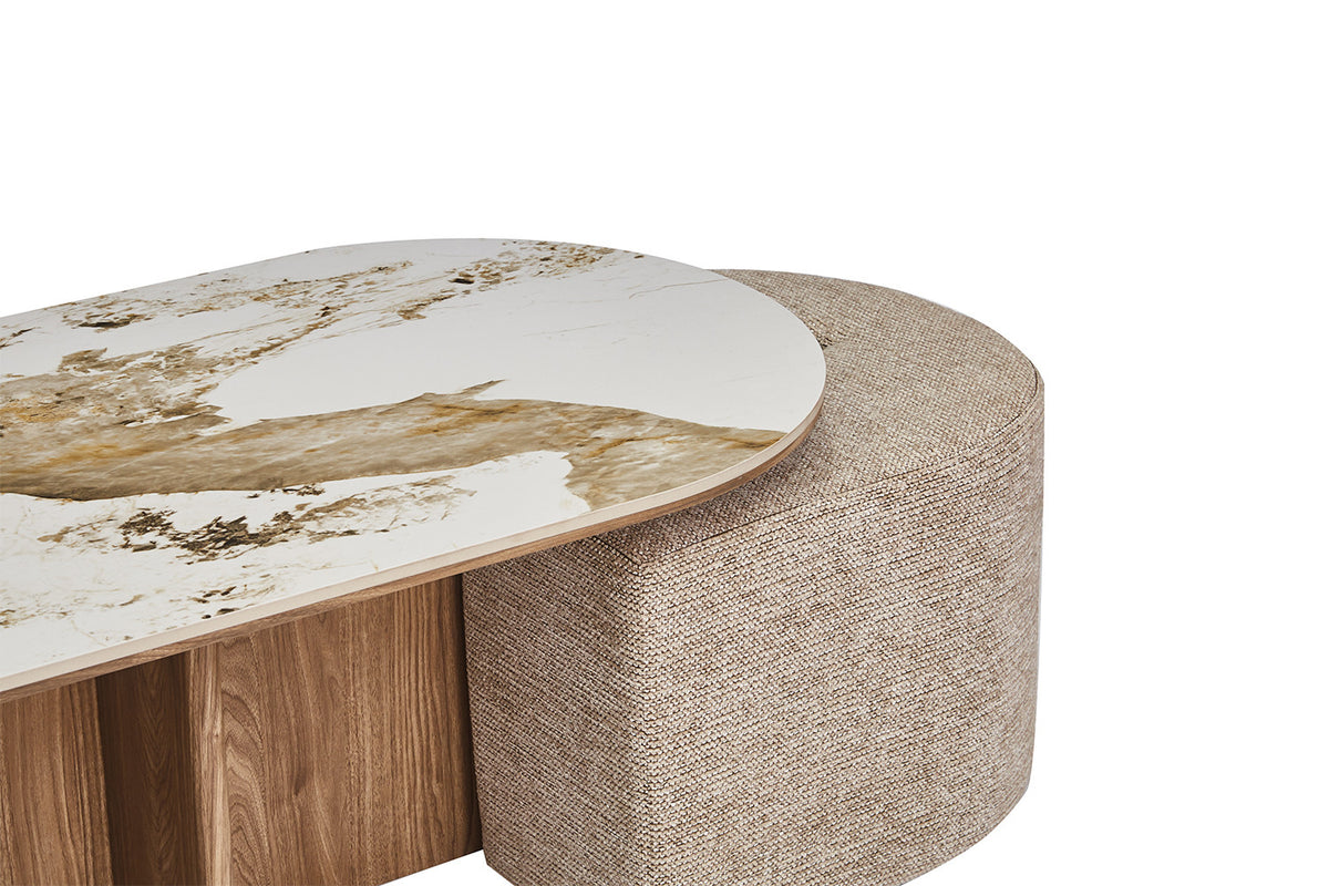 Salontafel 'Evora' met 2 poefs - RS