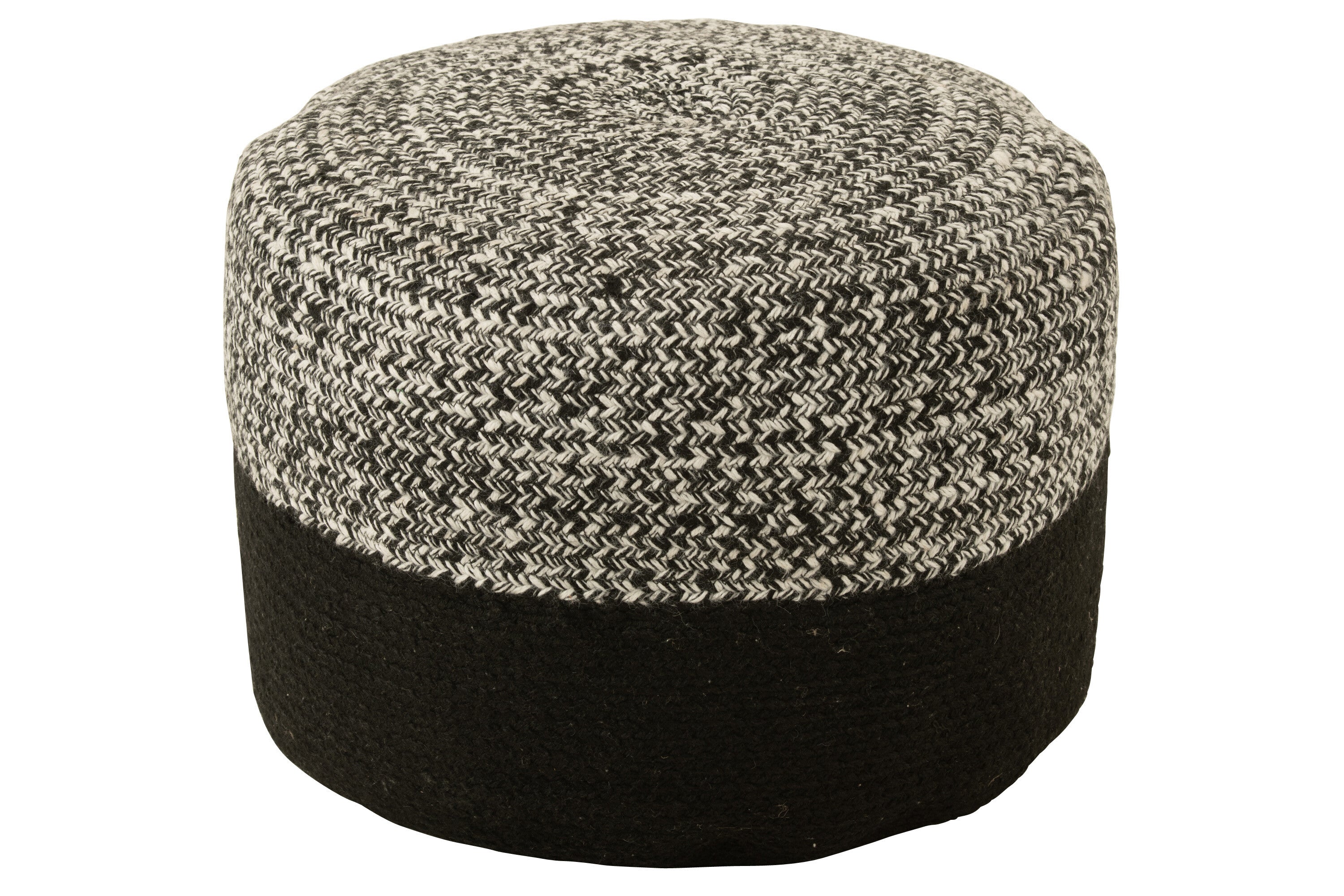 Poef Miami Strip Poly Zwart/Wit - J-LINE