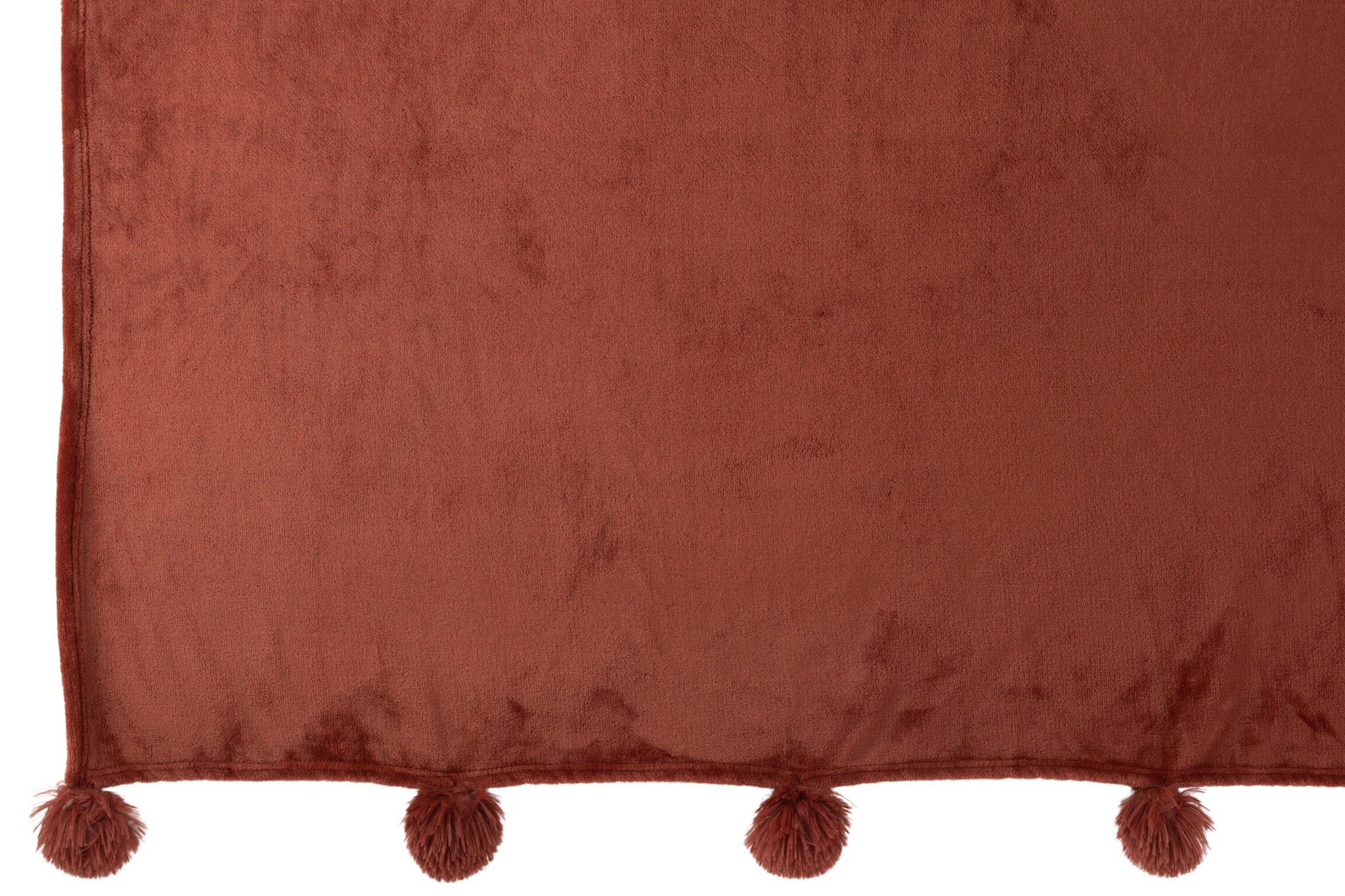 plaid Pompom Polyester Marsala - J-LINE